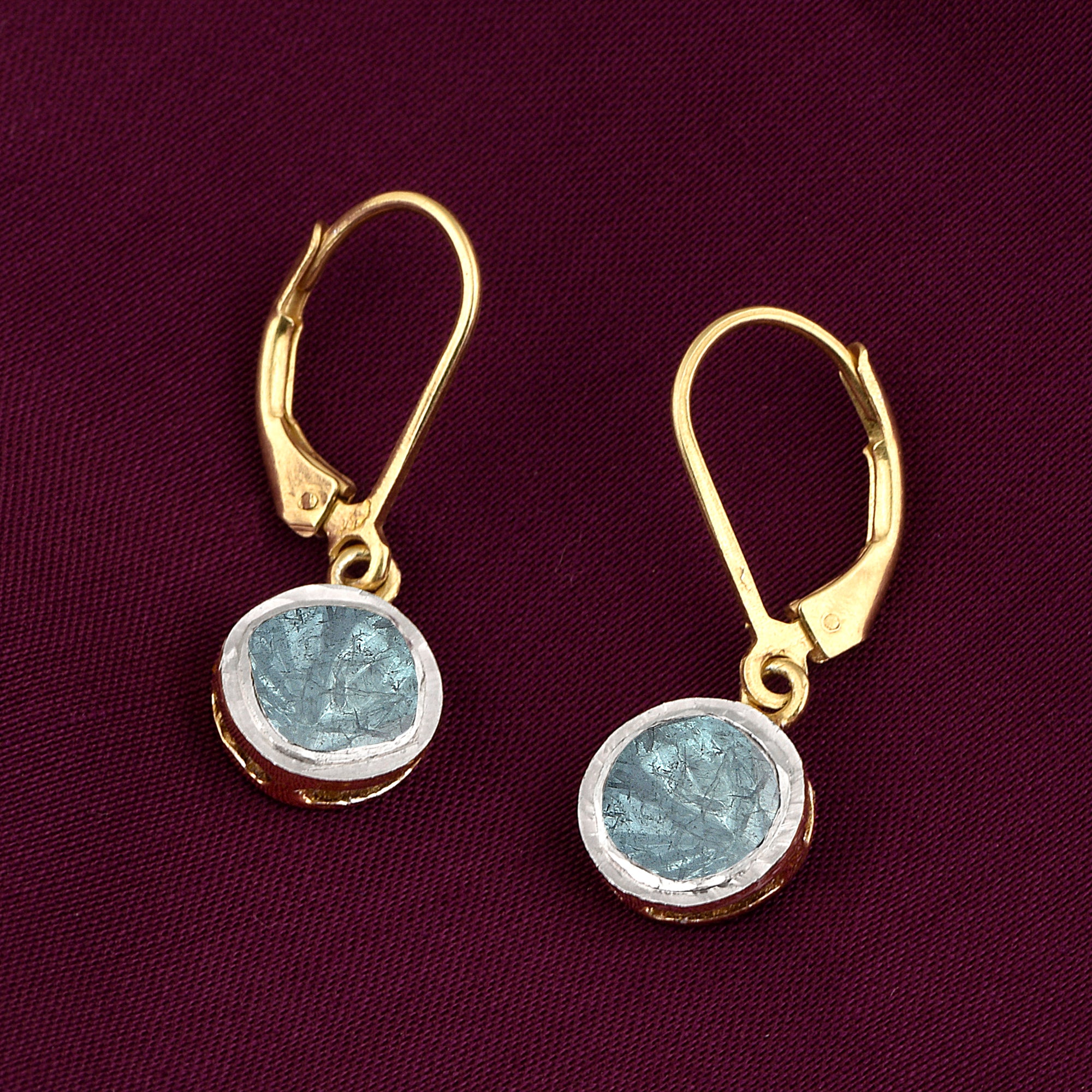 0.50 CTW Blue Diamond Polki Dangles Earrings