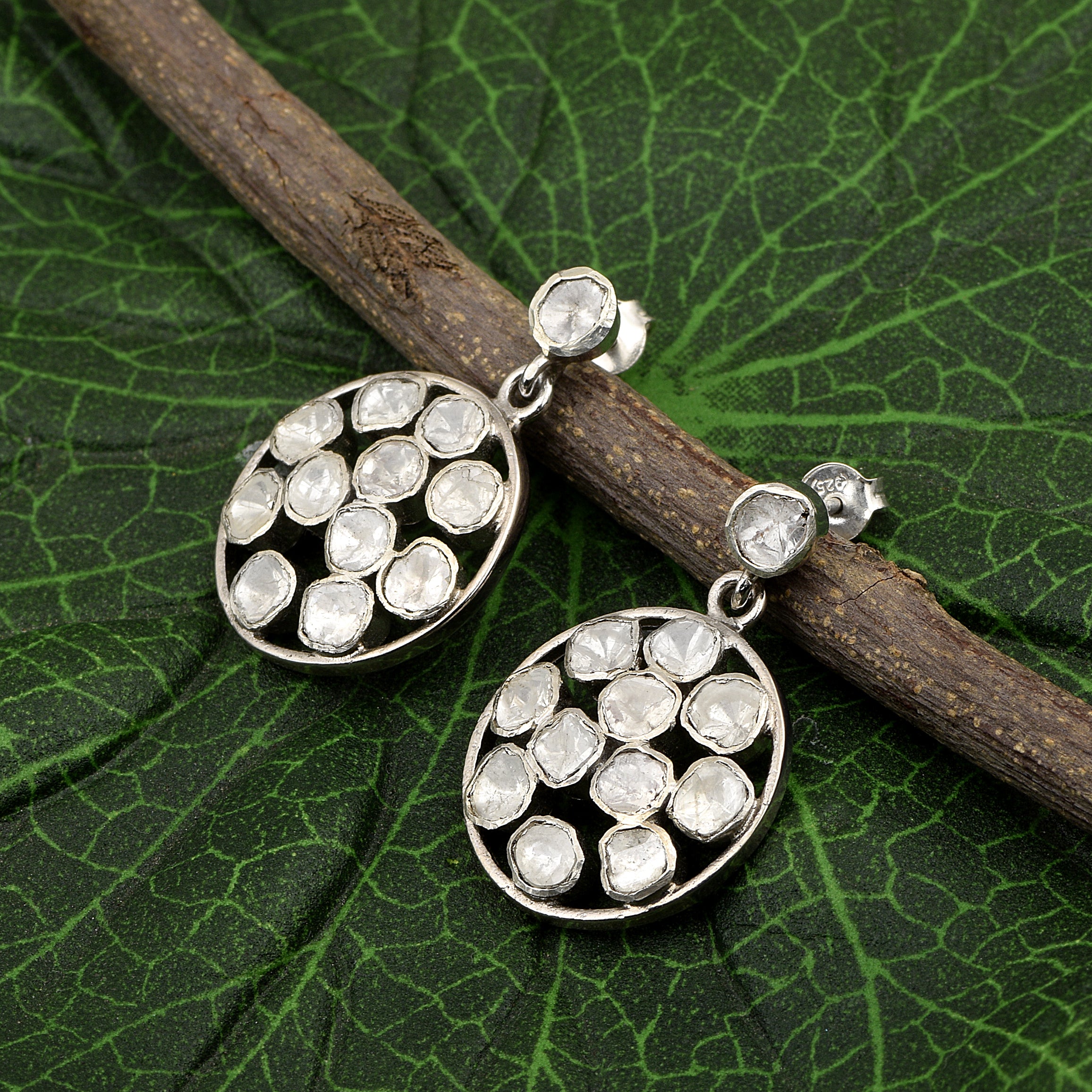 3 CTW Diamond Polki Round Dangle Earrings