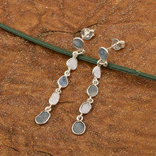 Load image into Gallery viewer, 1 CTW Blue Diamond Polki Long Chain Thread Earrings
