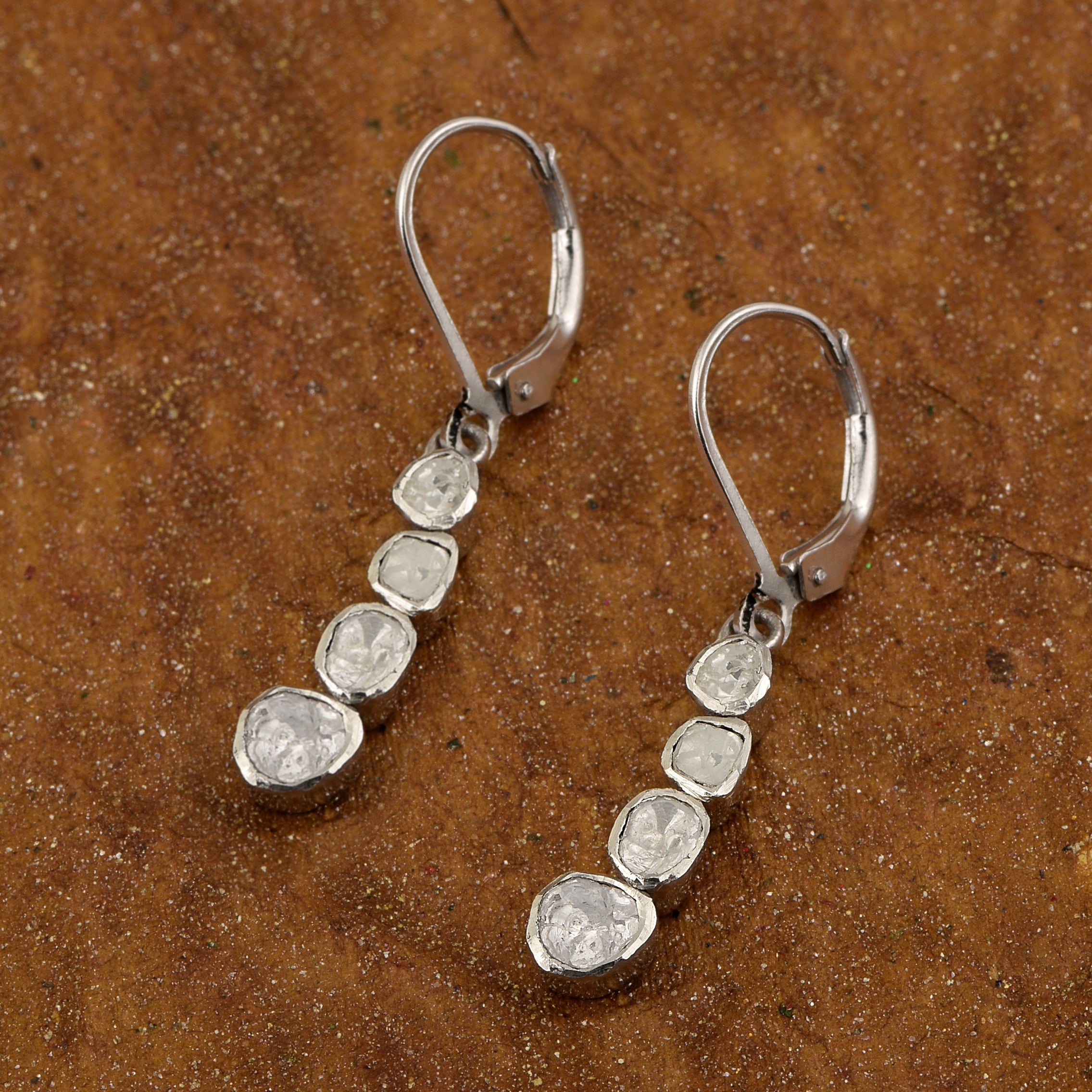 1.00 CTW Diamond Polki 925 Sterling Silver Earrings