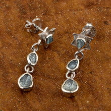 Load image into Gallery viewer, Artisan Crafted 0.50 CTW Polki Blue Diamond Star Drop Earrings

