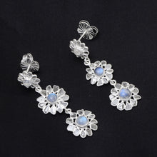 Load image into Gallery viewer, 3 CTW Diamond Polki Moonstone Chain Earrings
