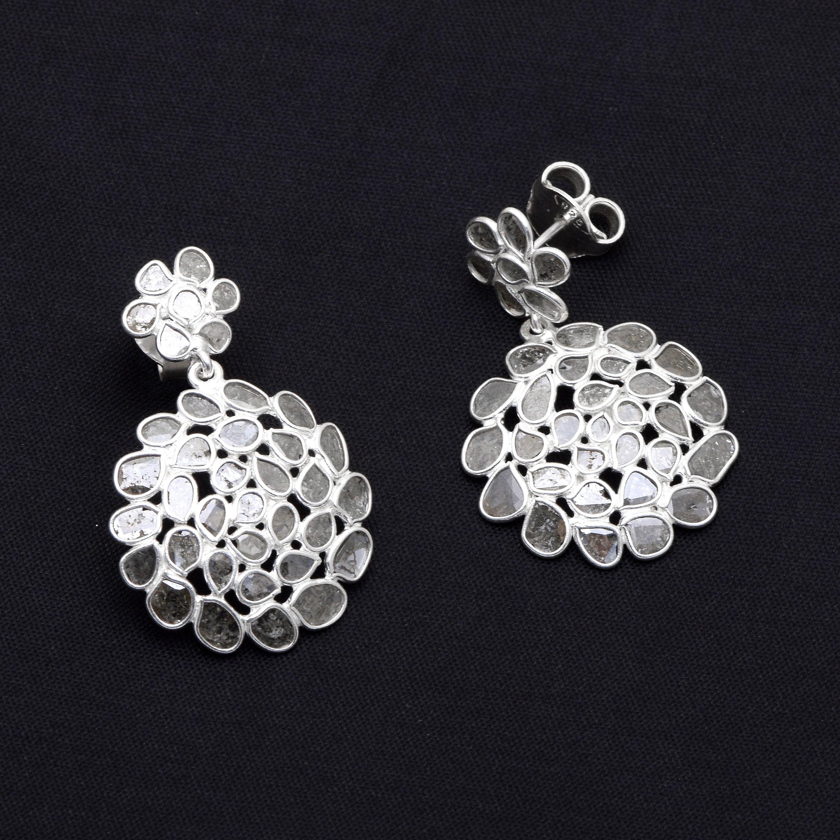 4 CTW Diamond Polki Pear Dangle Earrings