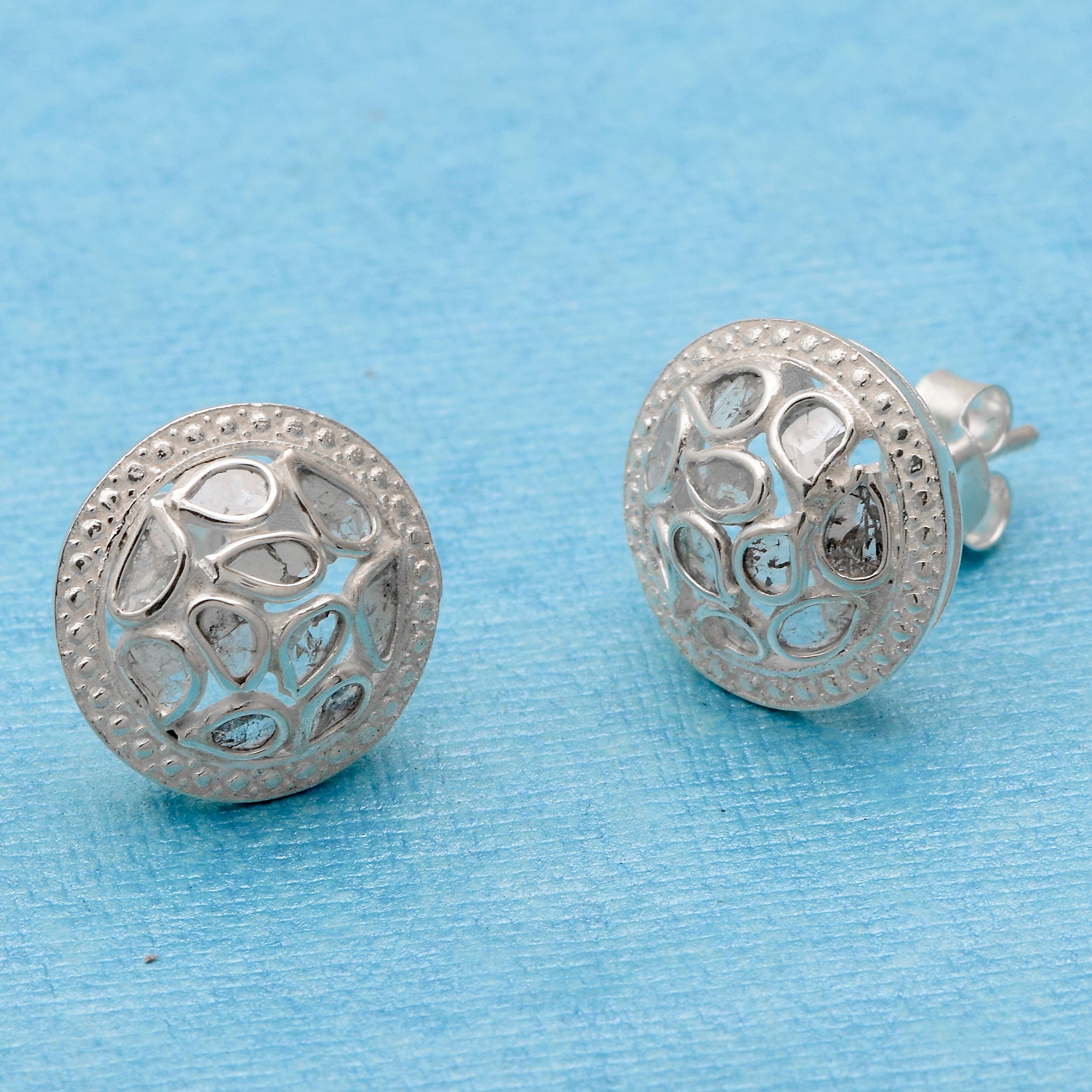 0.70 CTW Diamond Polki Round Studs