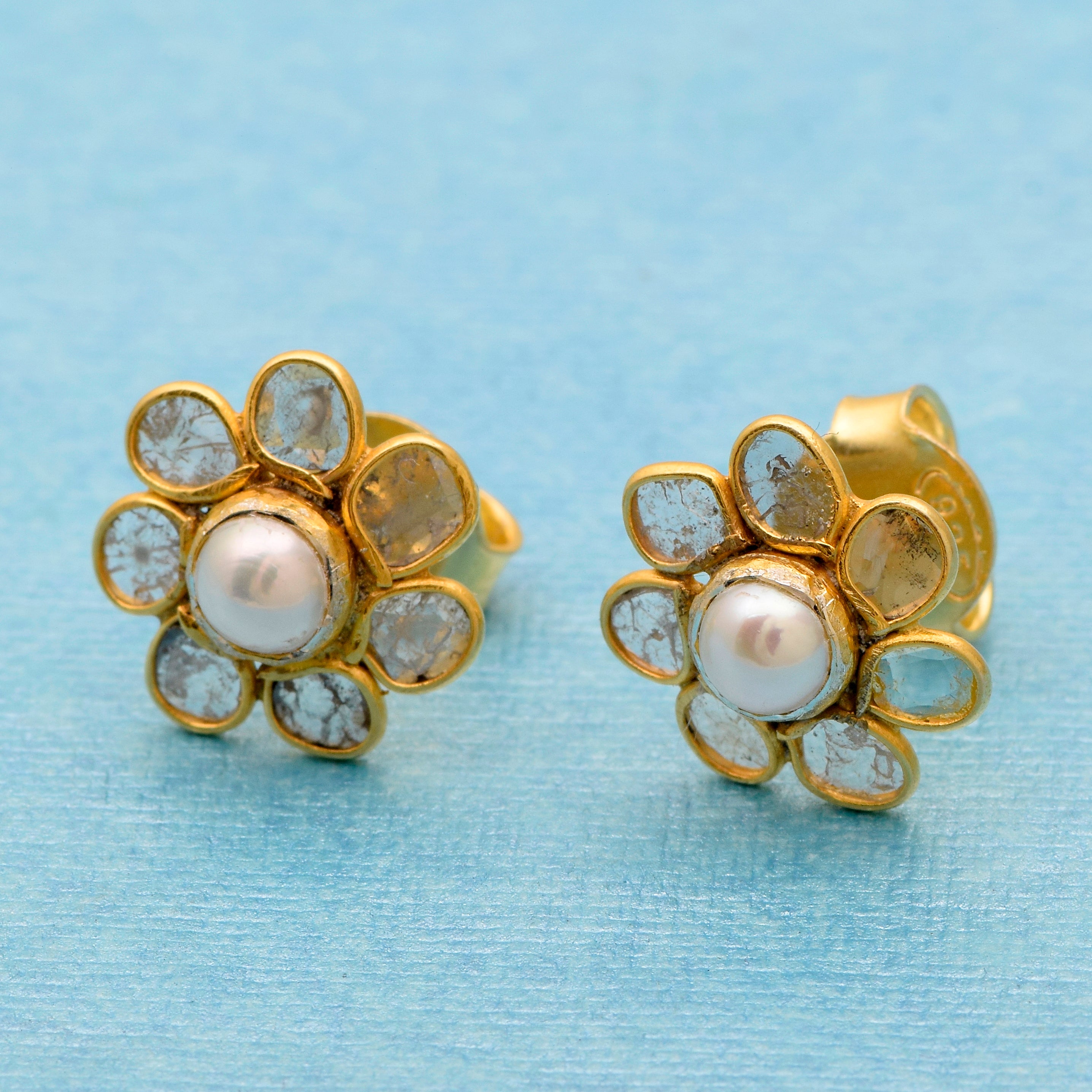 1.60 CTW Diamond Polki Pearl Studs