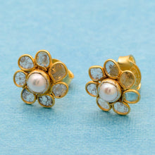Load image into Gallery viewer, 1.60 CTW Diamond Polki Pearl Studs
