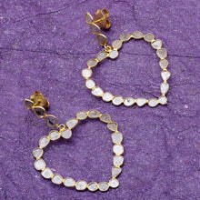 Load image into Gallery viewer, 3.50 CTW Diamond Polki Heart Dangle Earrings
