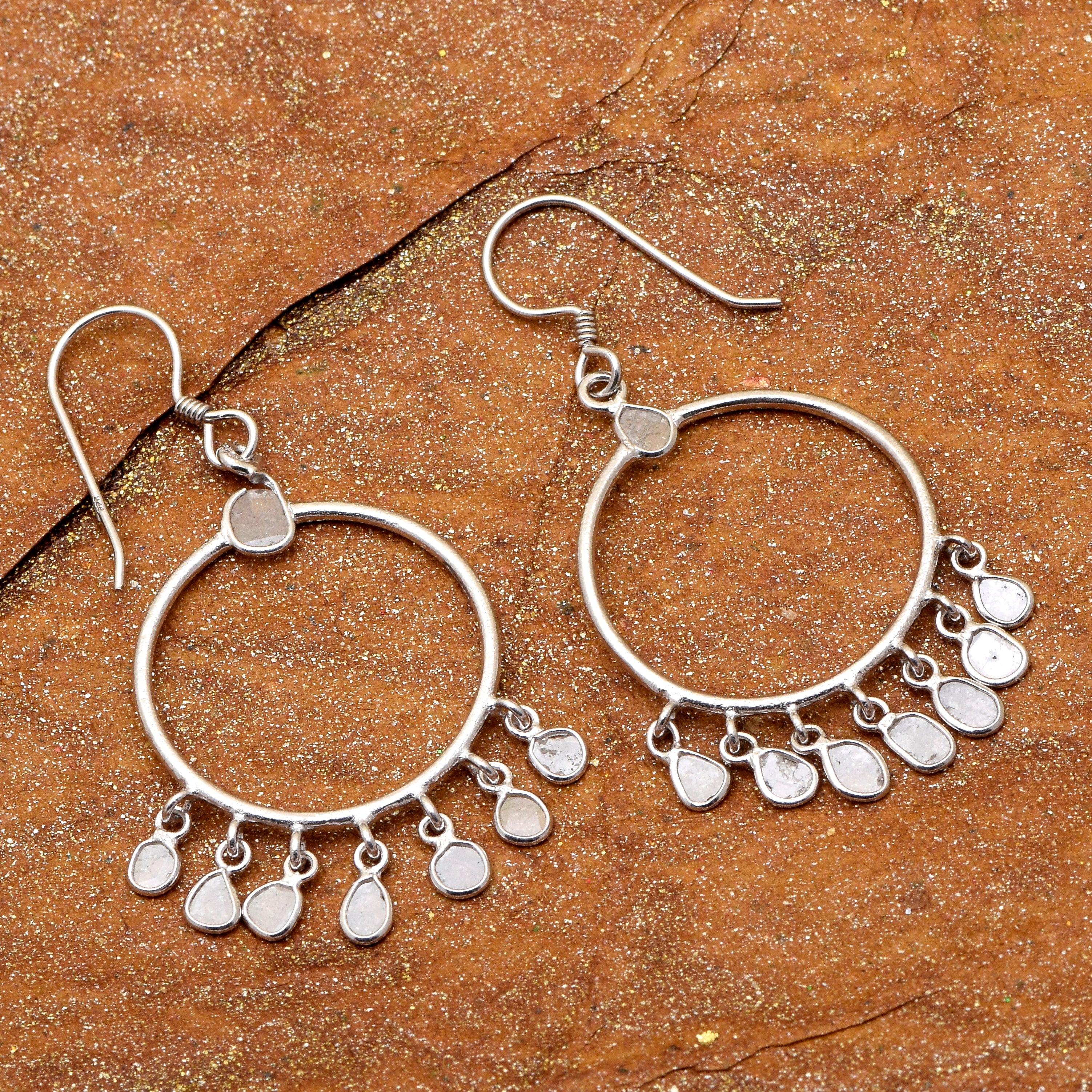 2.30 CTW Diamond Polki Round Dangle Earrings