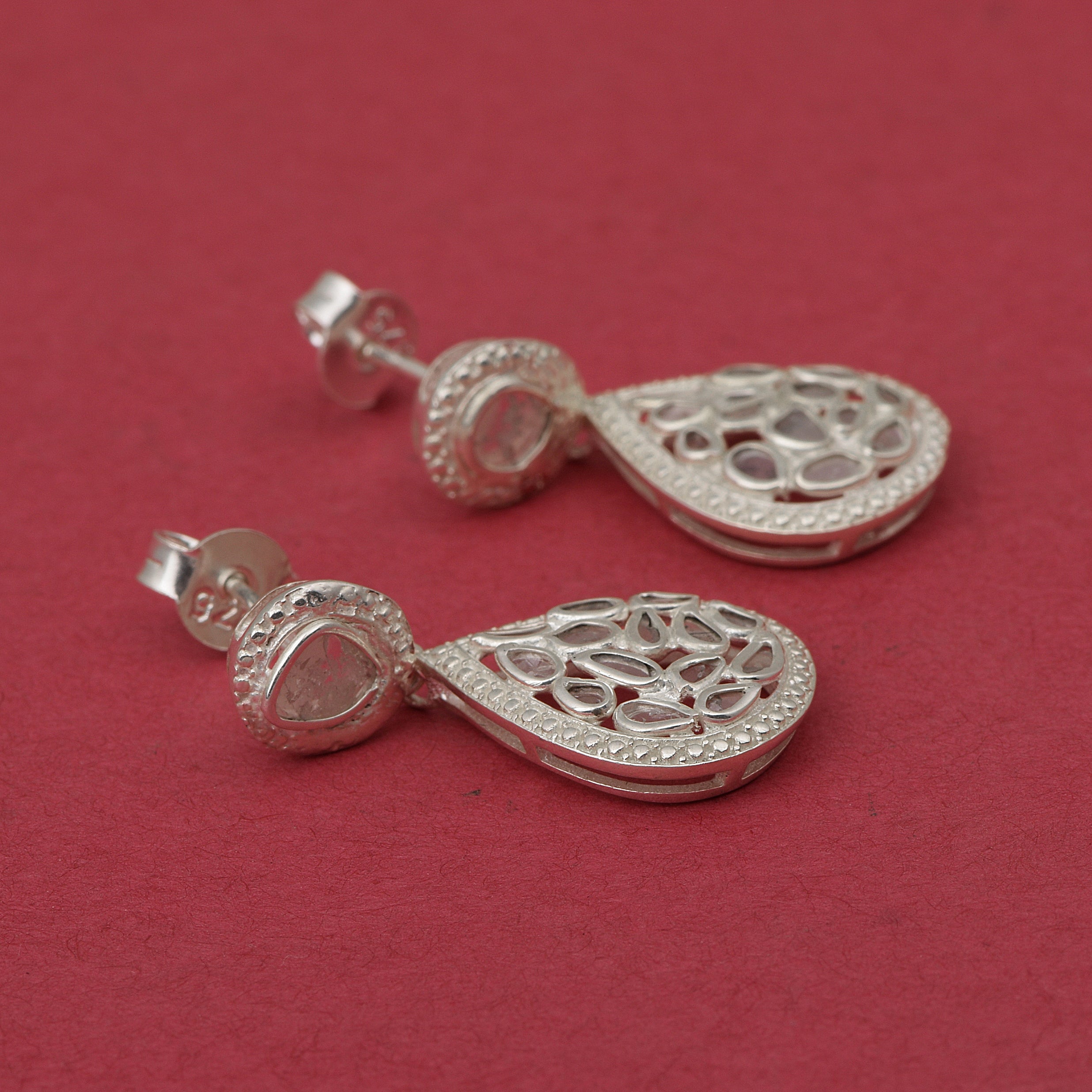 2.50 CTW Diamond Polki Dangle Earrings