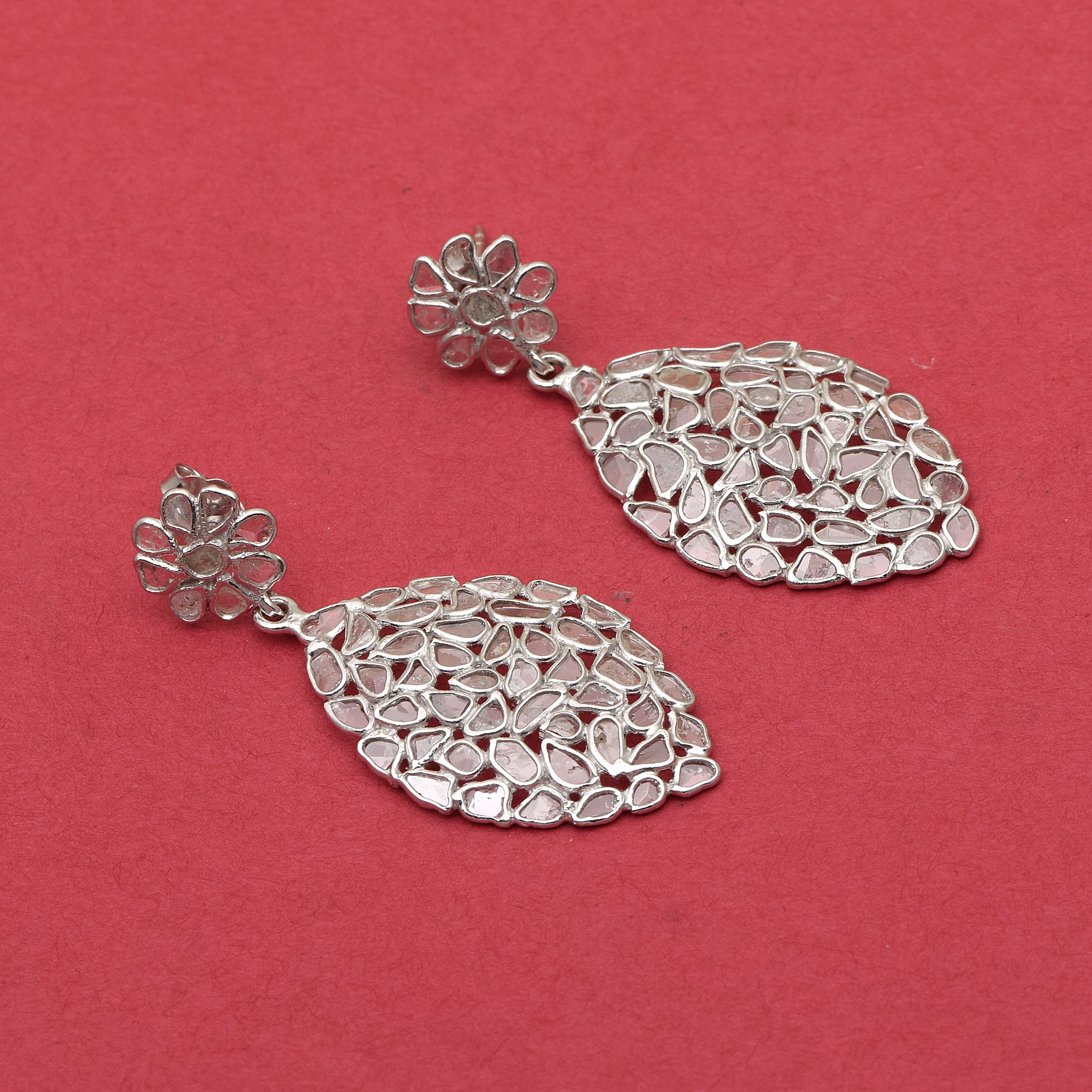 3.50 CTW Diamond Polki Dangles