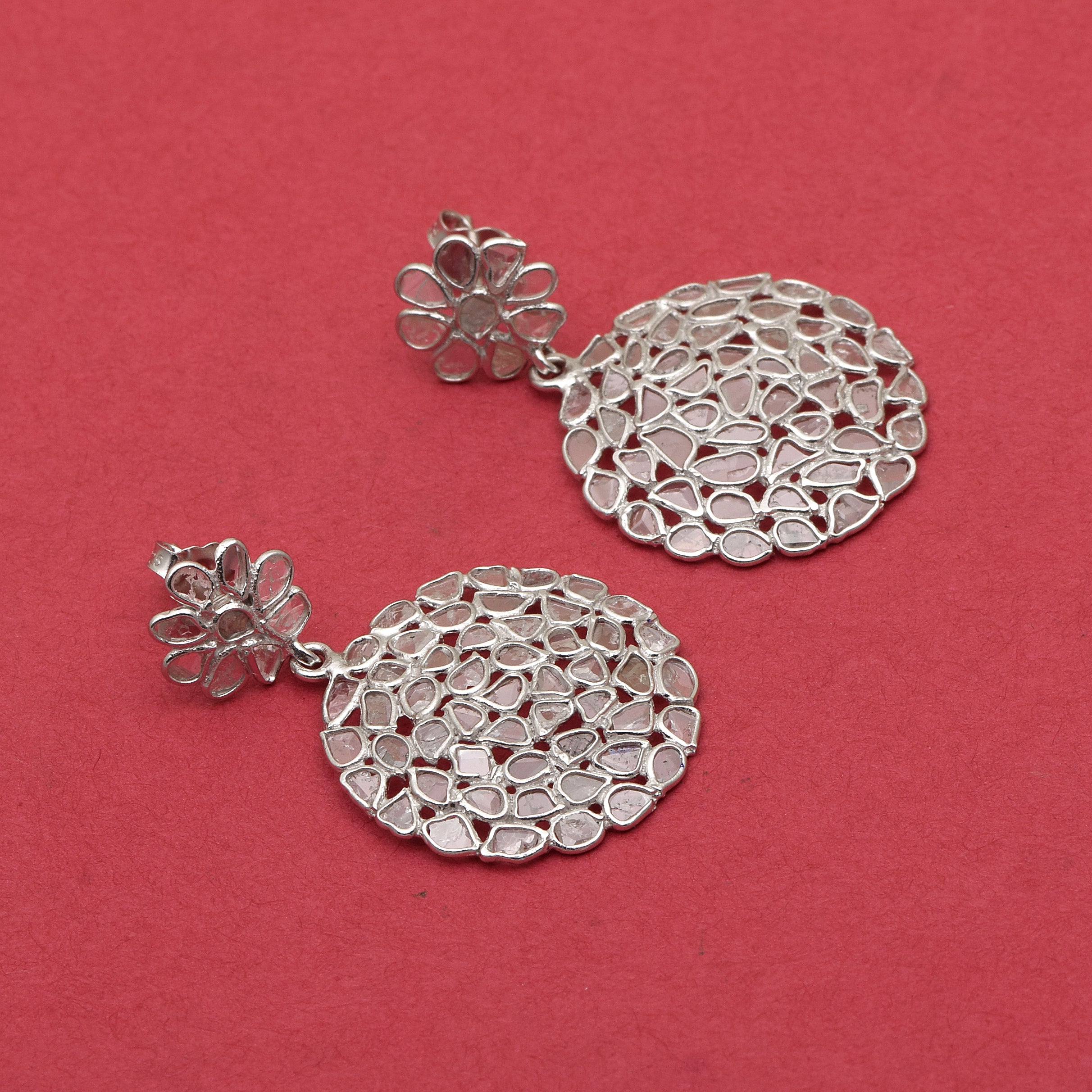 5 CTW Diamond Polki Round Dangle Earrings