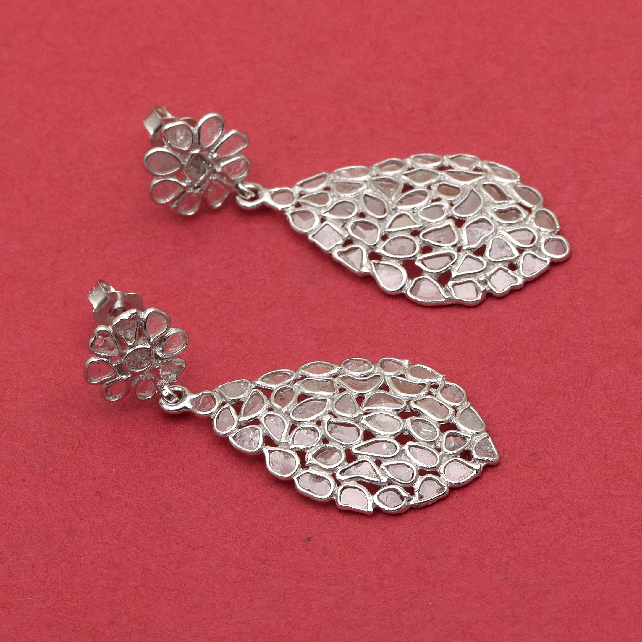 3.25 CTW Diamond Polki Dangle Earrings