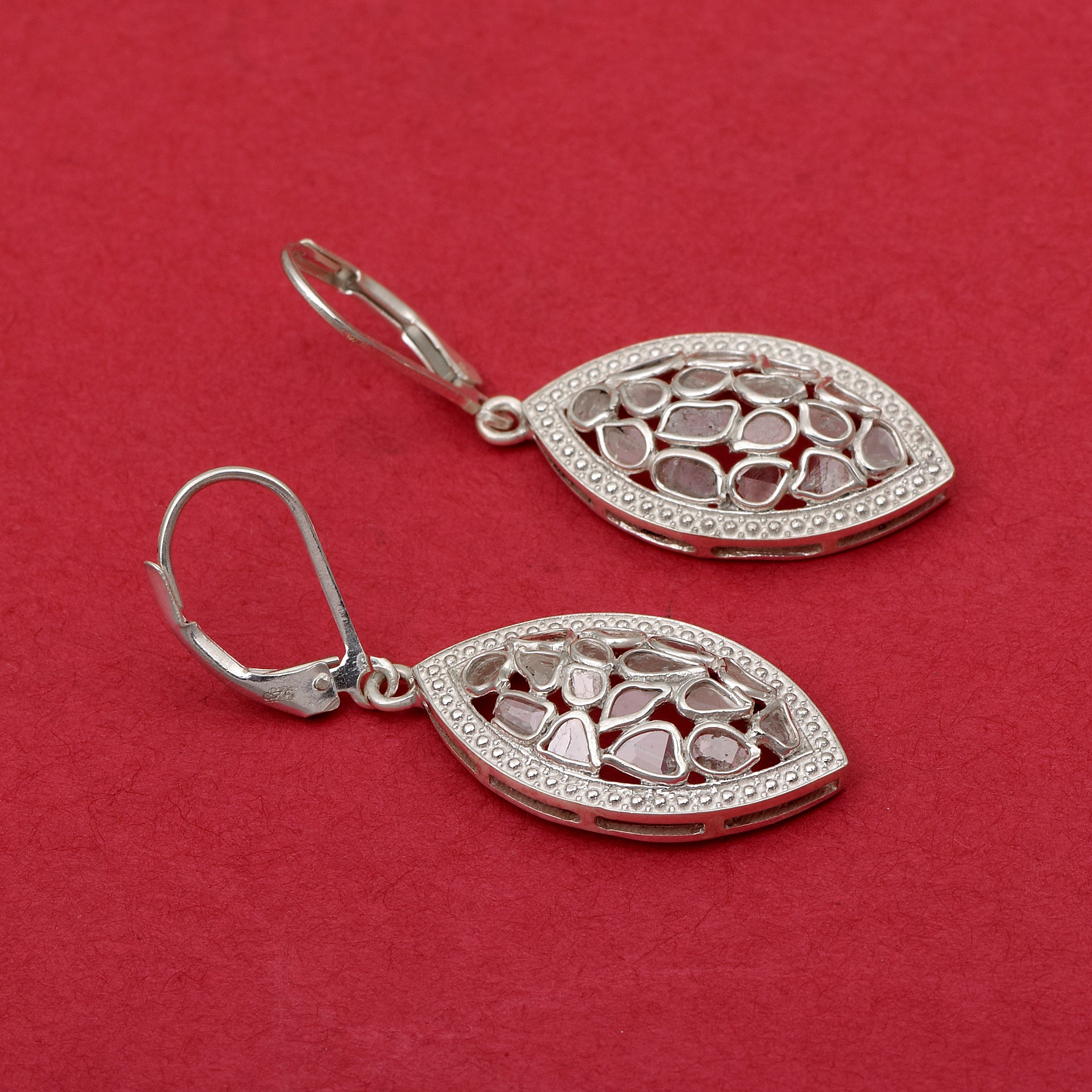 1.20 CTW Diamond Polki Marquise Earrings