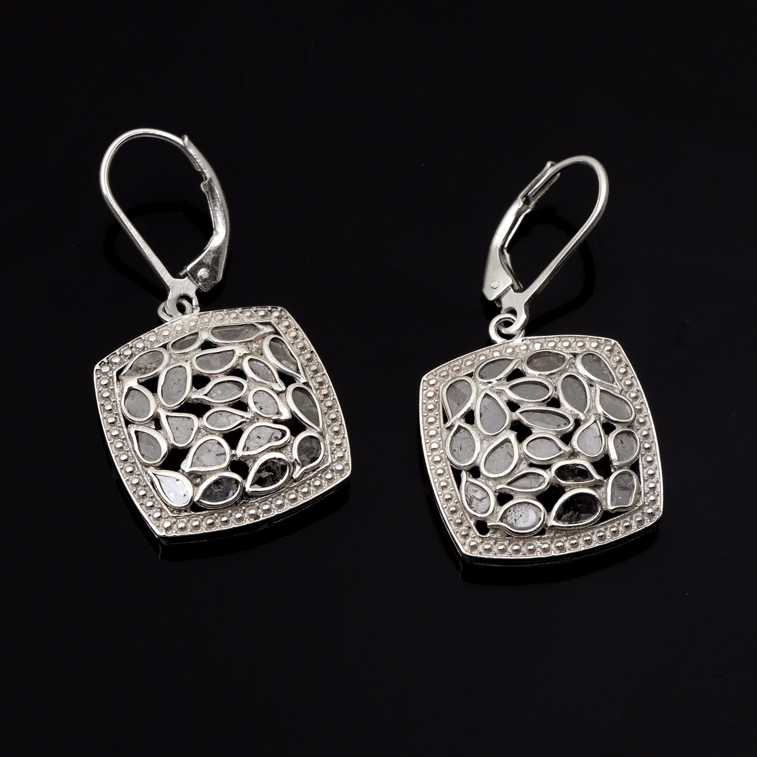 1.50 CTW Diamond Polki Square Dangle Earring