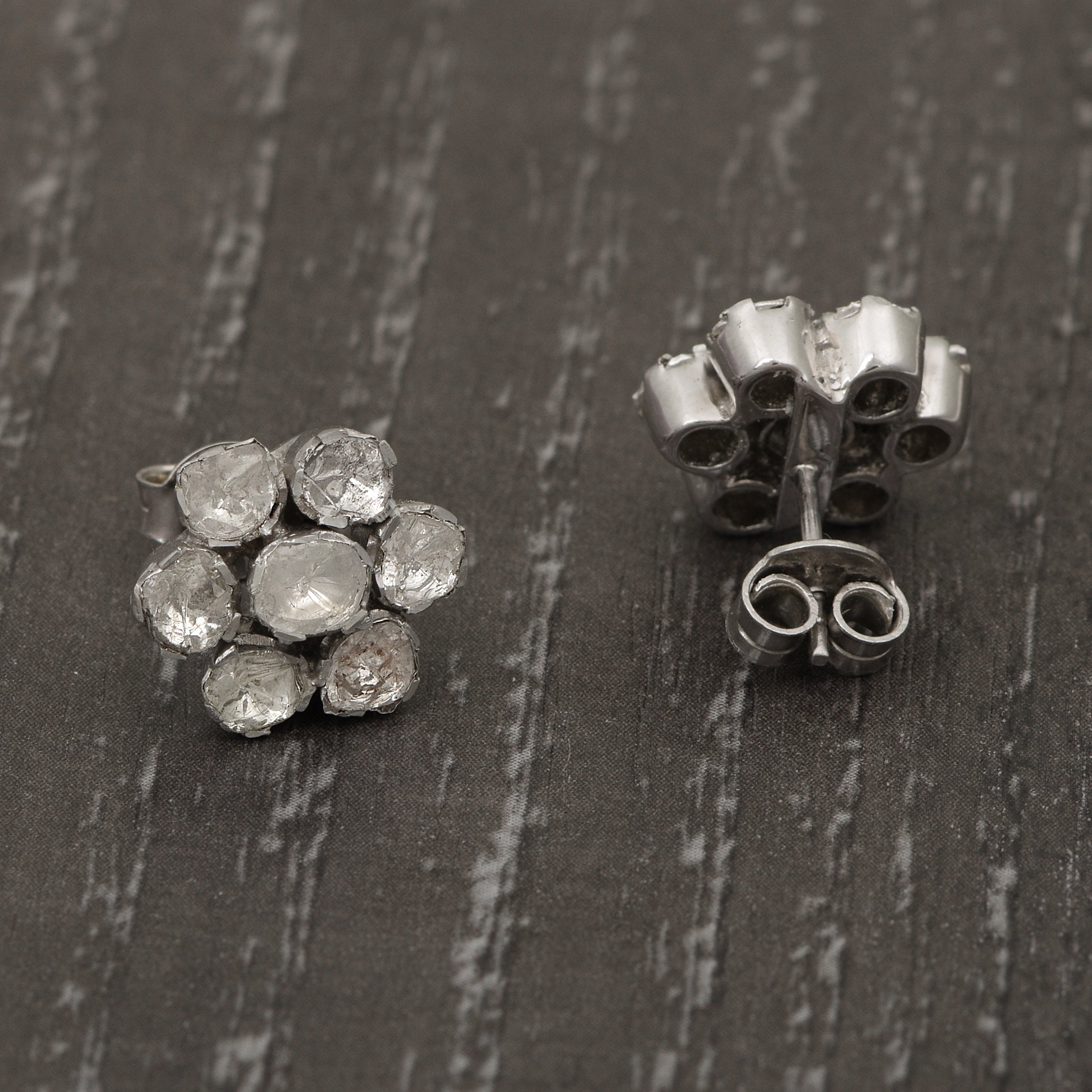 0.70 CTW Diamond Polki Floral Stud Earring