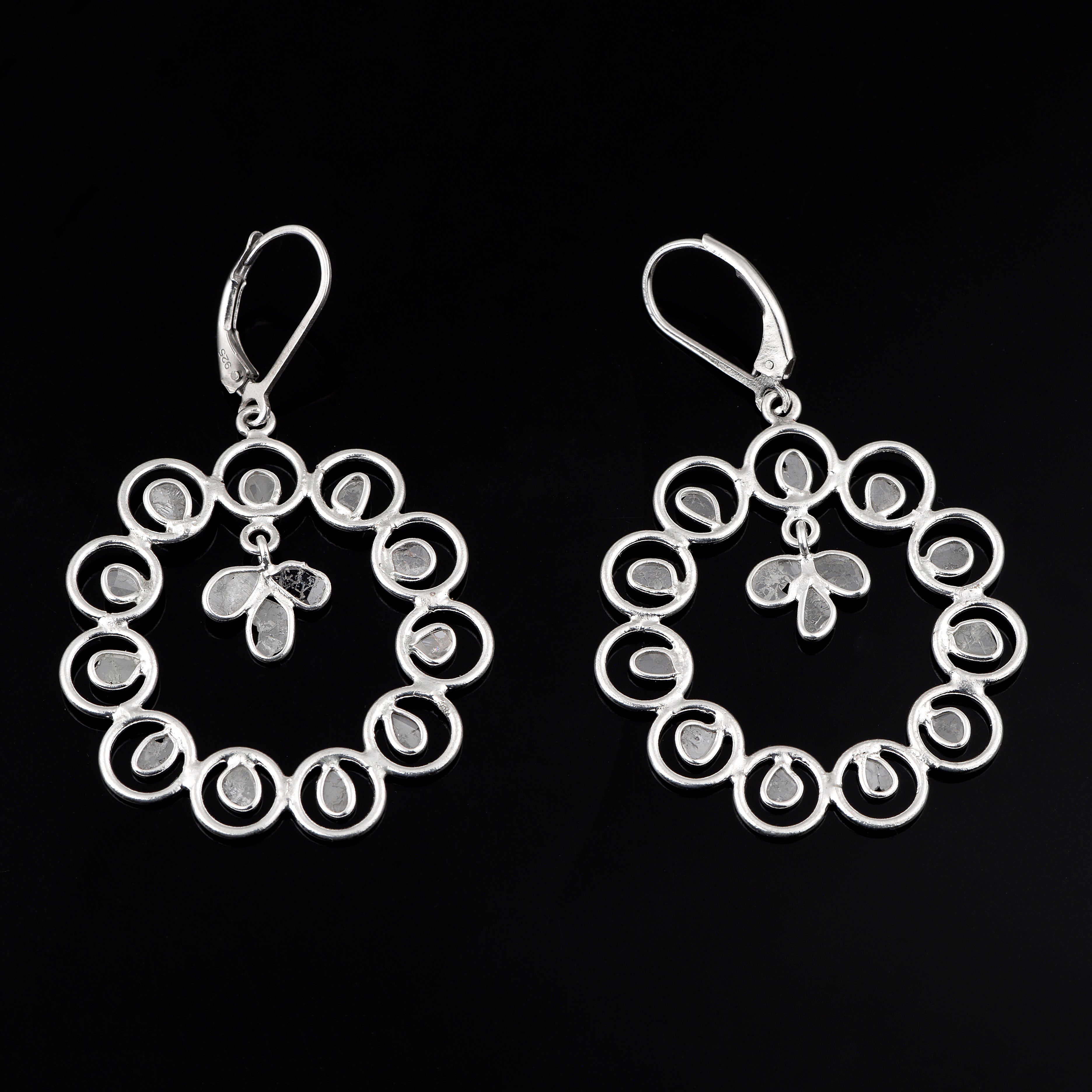 2 CTW Diamond Polki Dangle Earrings