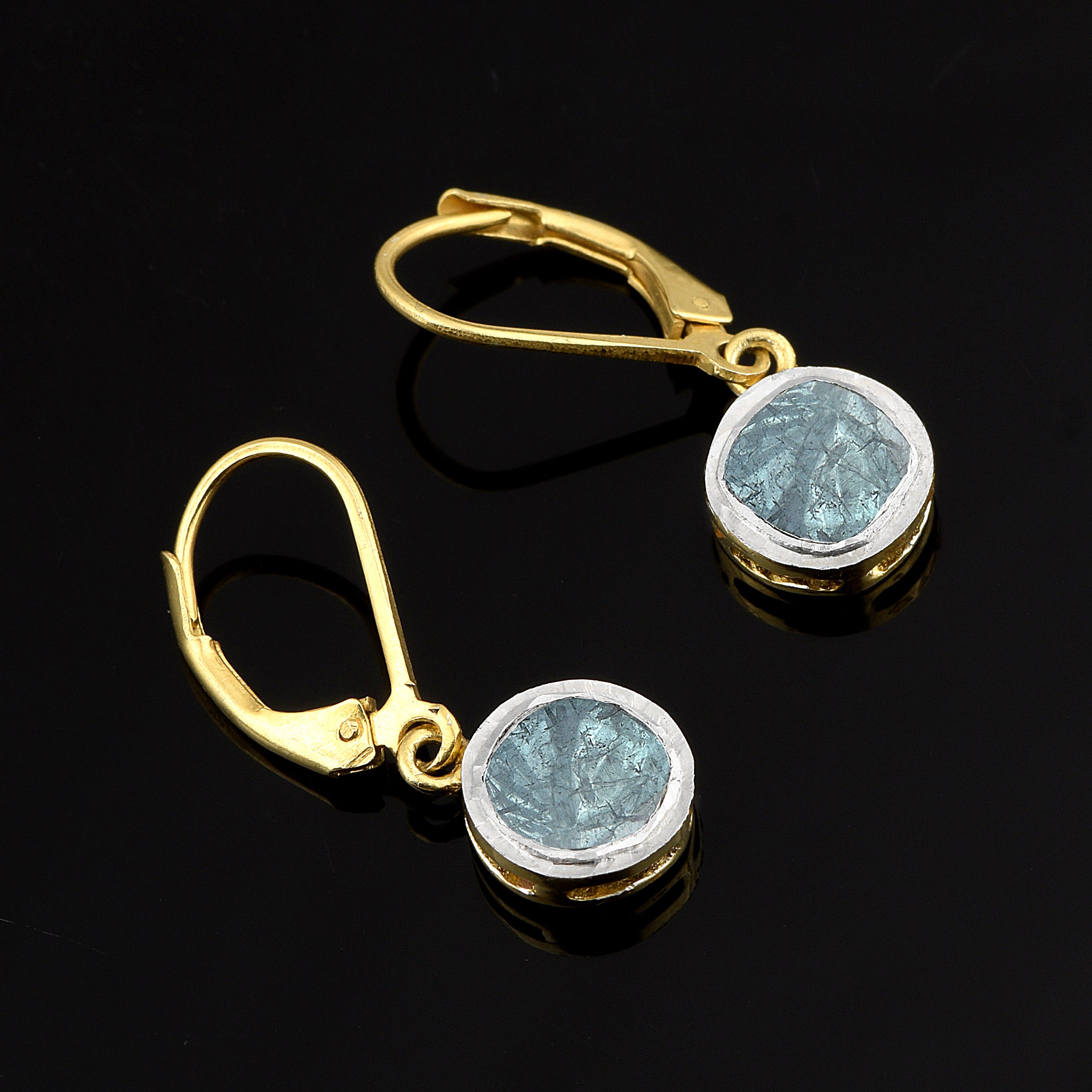 0.50 CTW Blue Diamond Polki Dangles Earrings