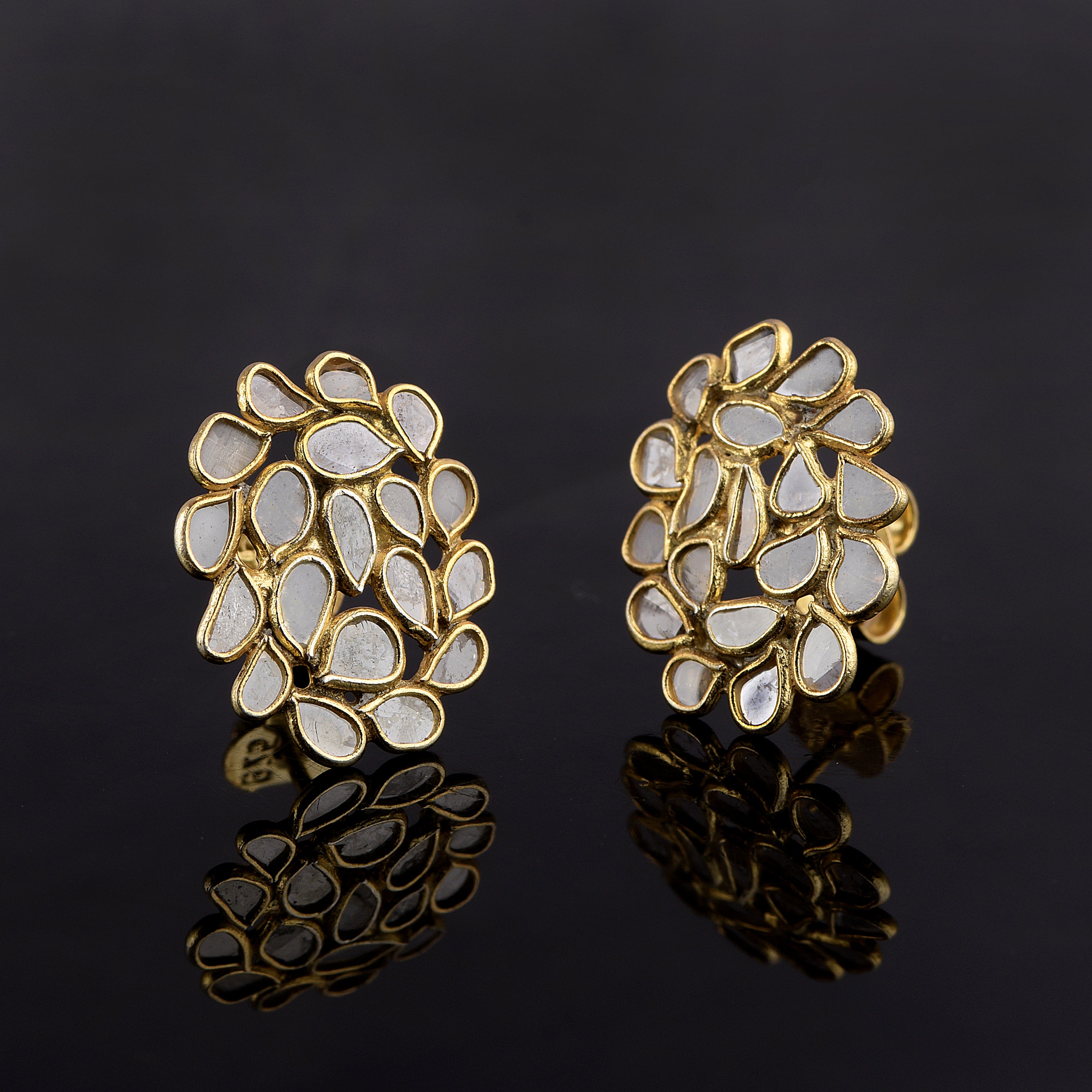 2 CTW Diamond Polki Cluster Studs
