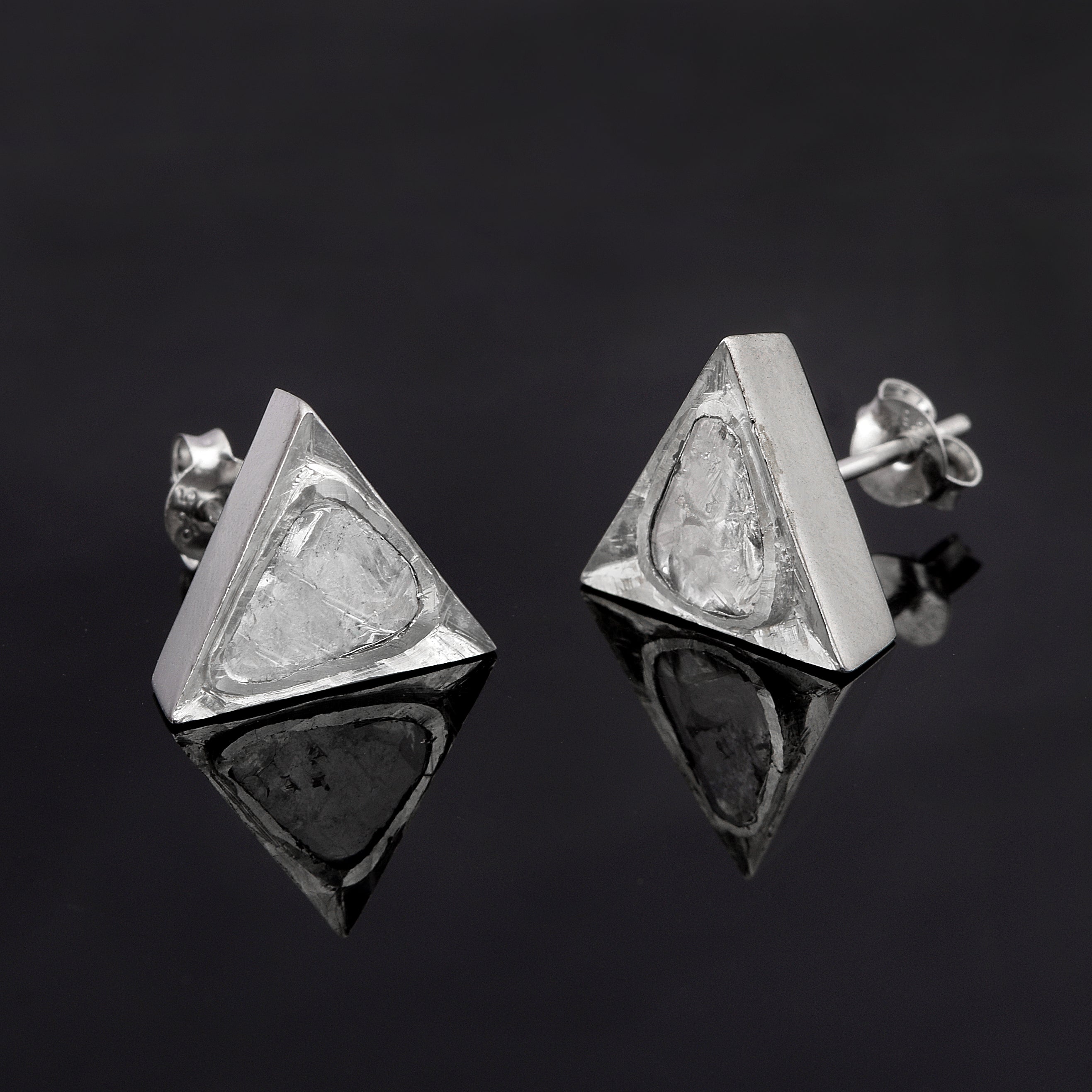 1.20 CTW Diamond Polki Triangular Stud Earrings