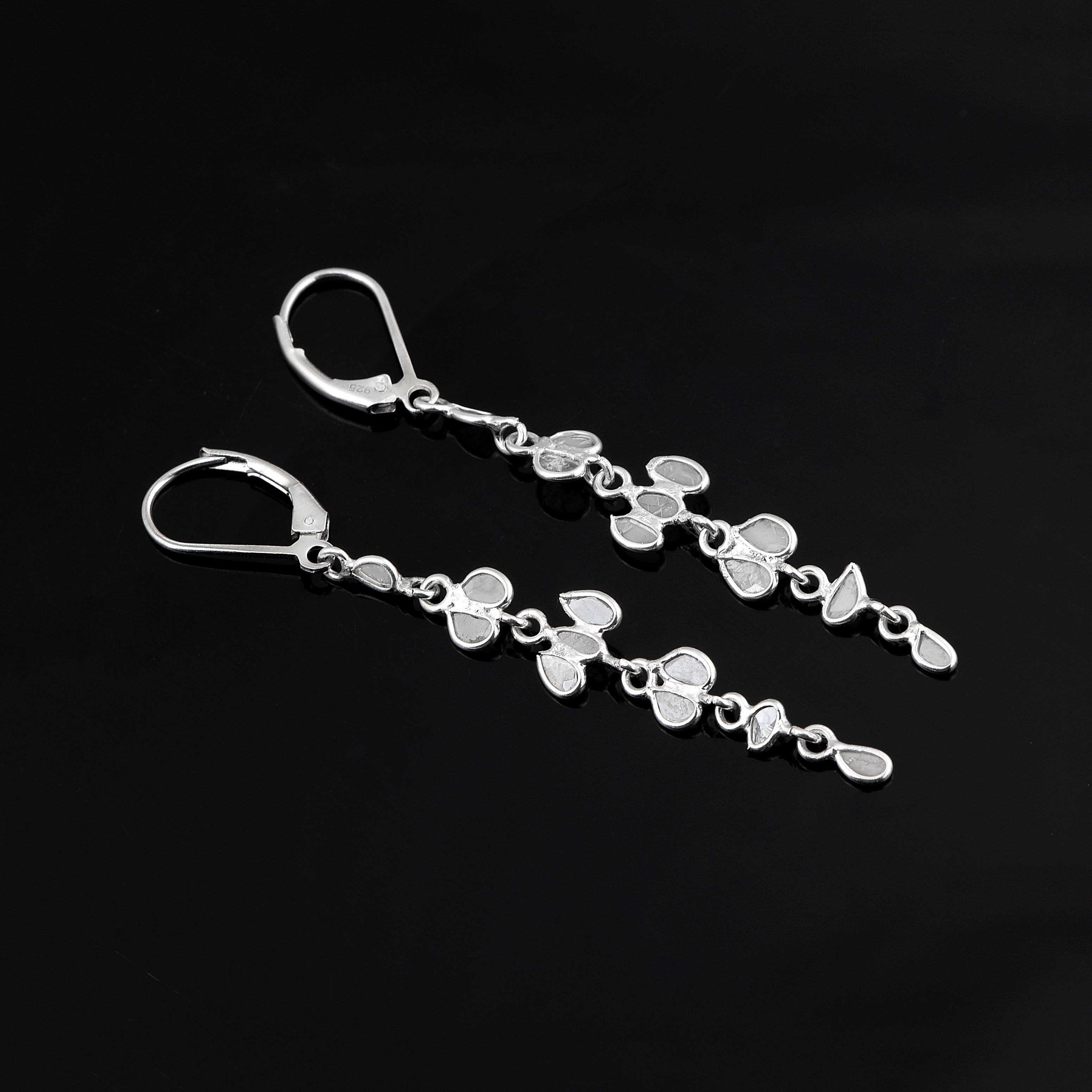 0.50 CTW Diamond Polki Thread Earrings