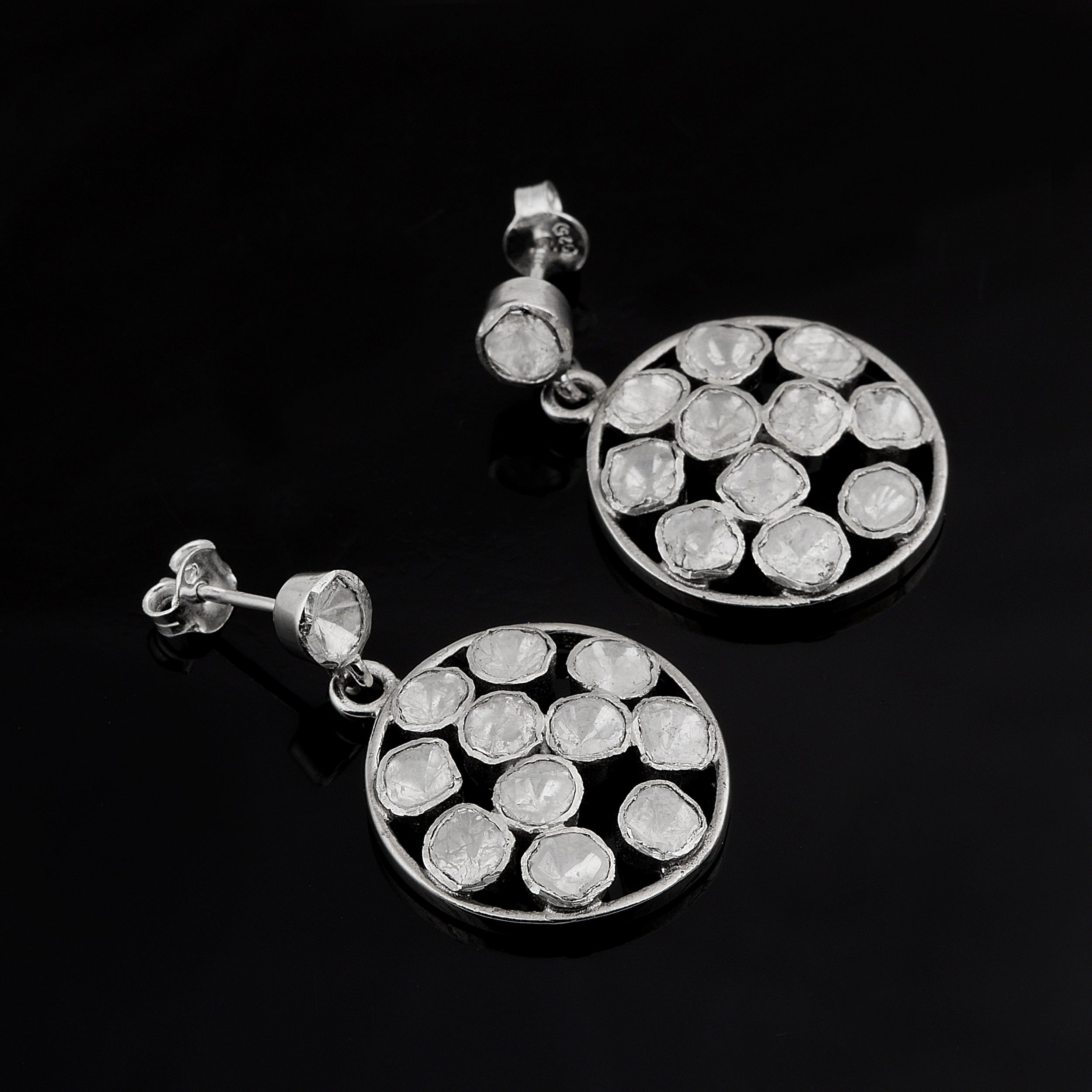 3 CTW Diamond Polki Round Dangle Earrings