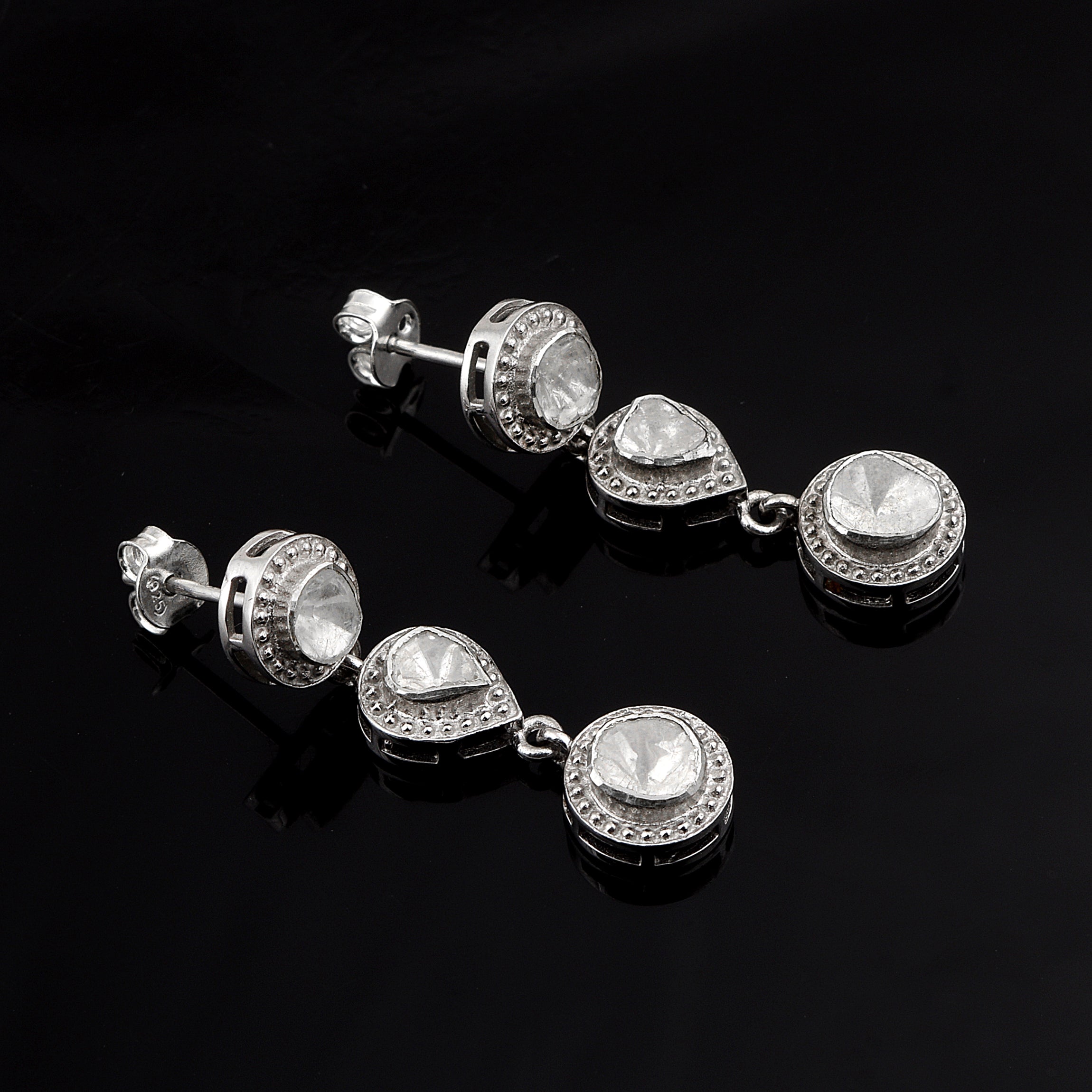 1 CTW Diamond Polki Dangle Earrings