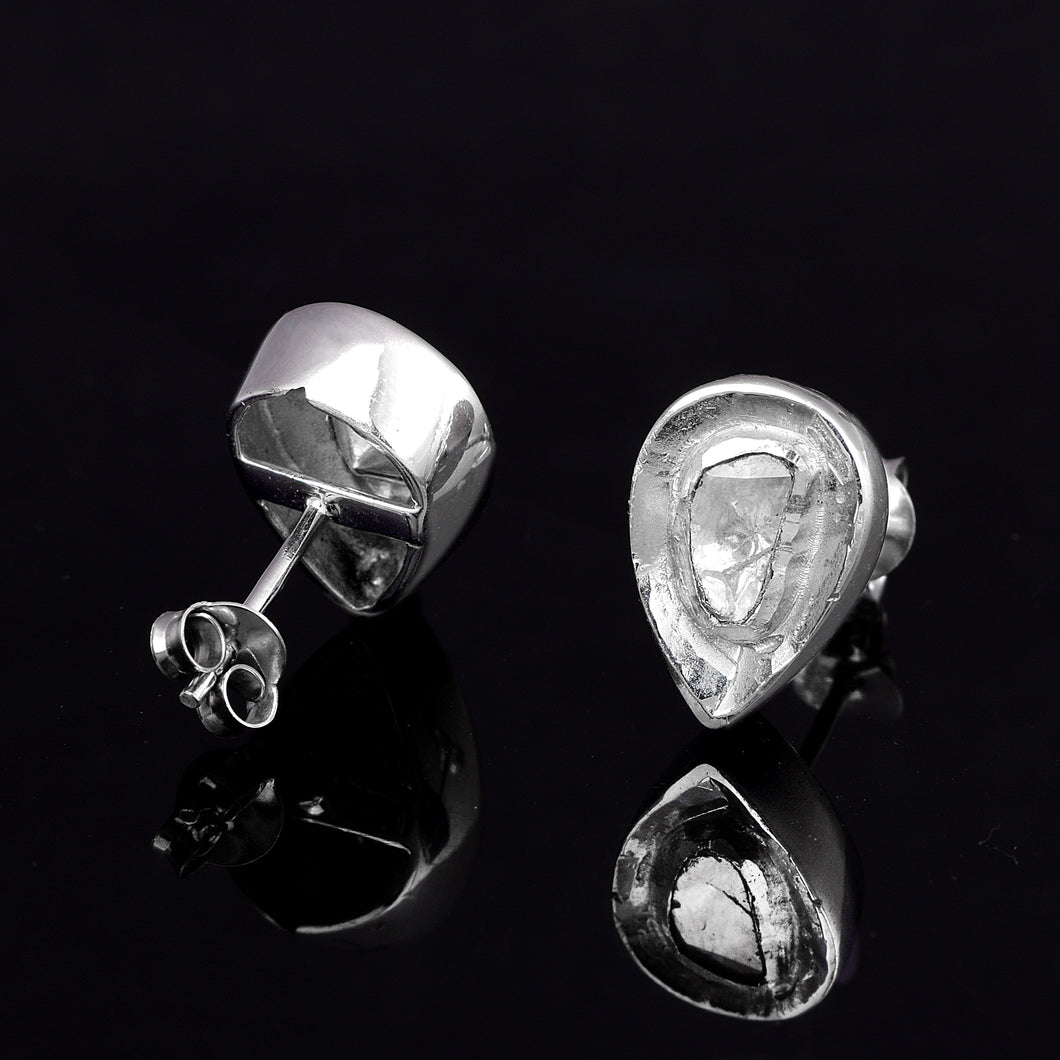 0.50 CTW Diamond Polki Pear Solitaire Stud Earrings
