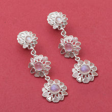 Load image into Gallery viewer, 3 CTW Diamond Polki Moonstone Chain Earrings

