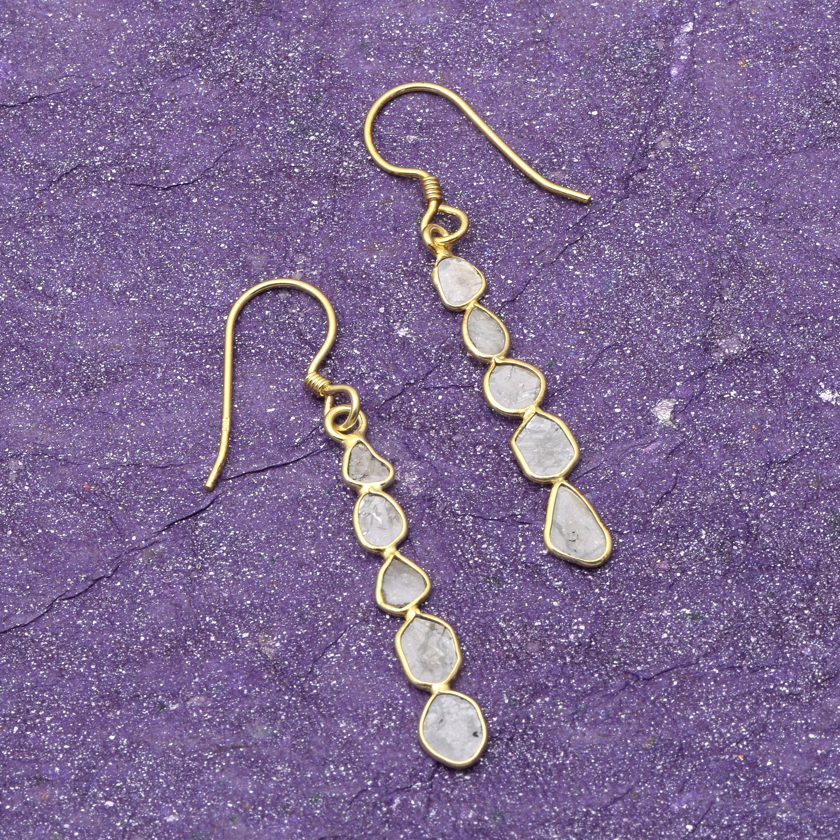 2.00 CTW  Diamond Polki Running Dangle Earrings