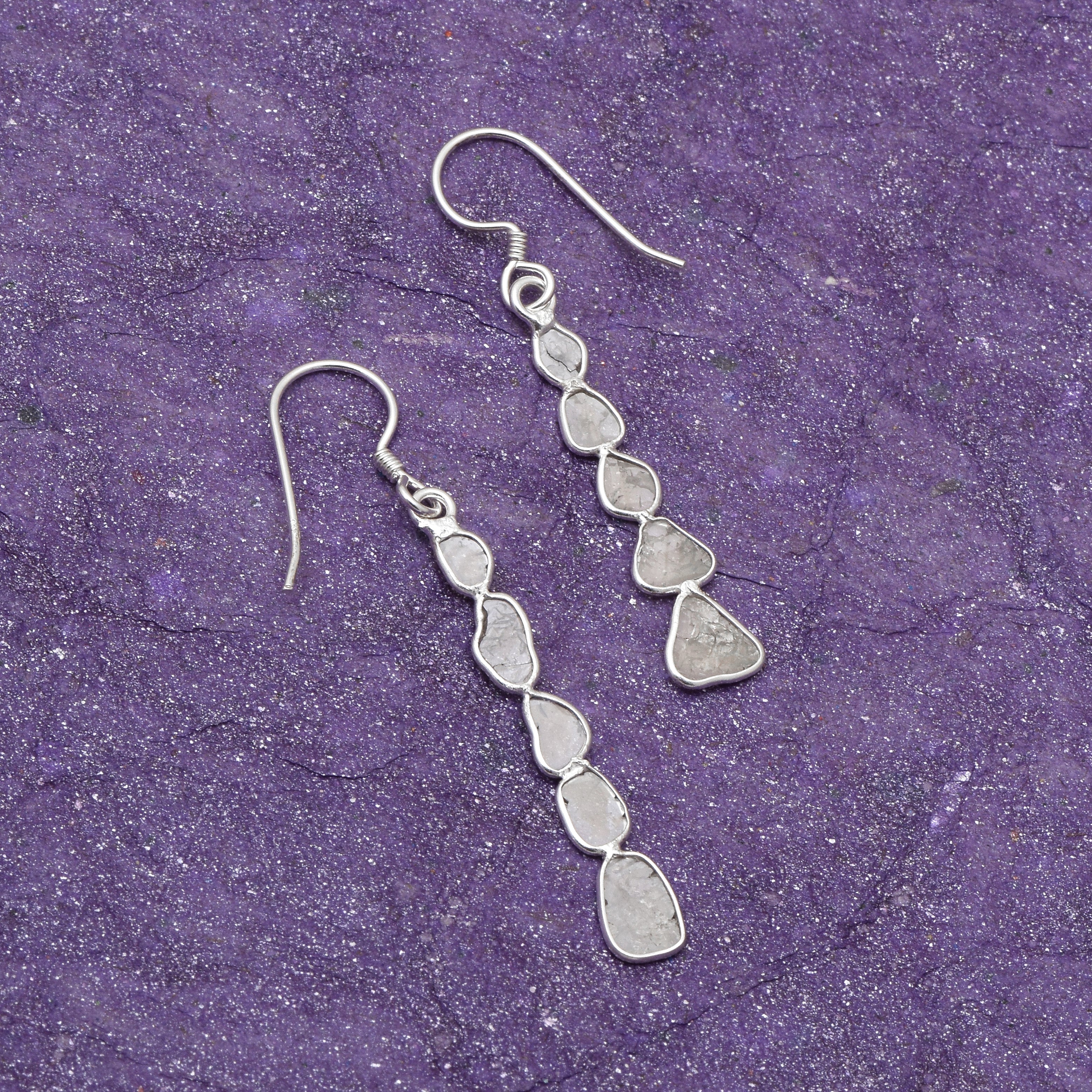 2.00 CTW  Diamond Polki Running Dangle Earrings