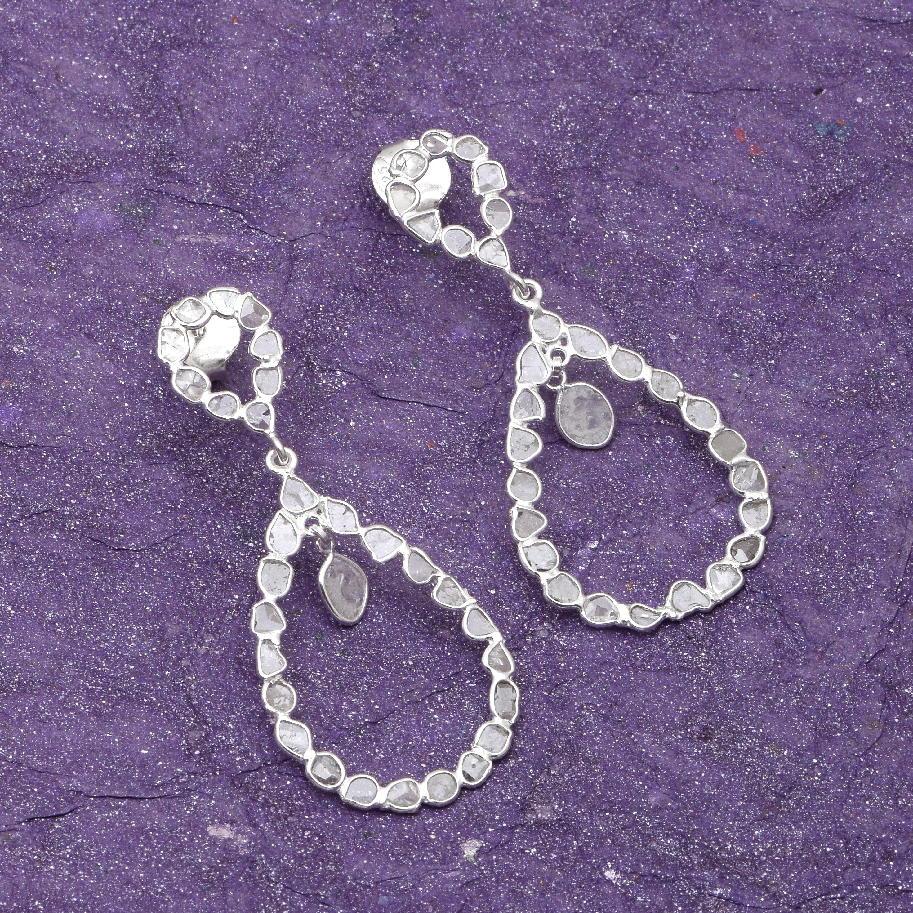 4 CTW  Diamond Polki Dangle Earrings