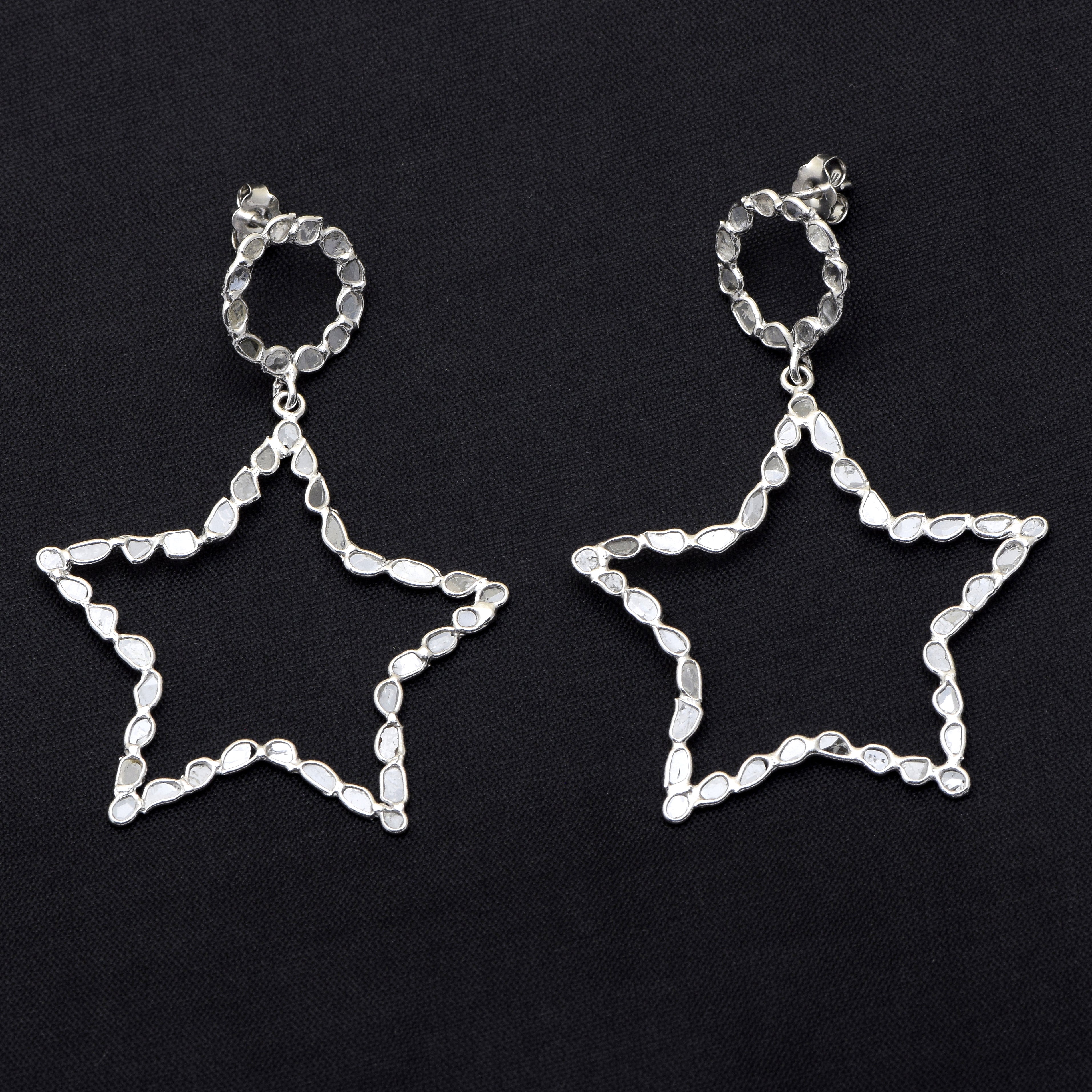 3.60 CTW Diamond Polki Star Earrings