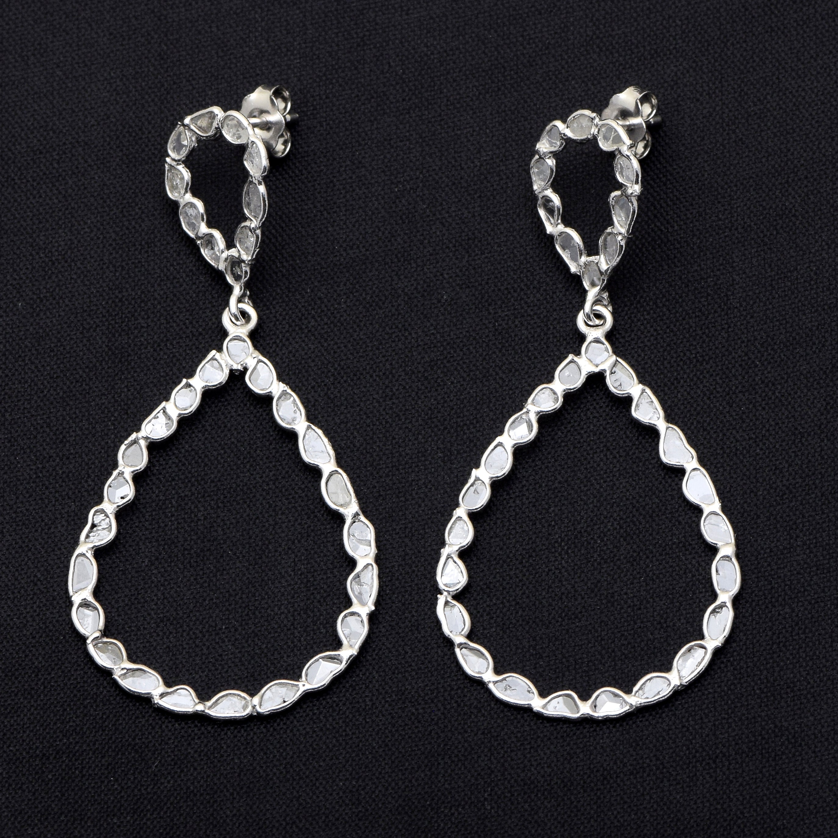 4 CTW Diamond Polki Pear Shaped Dangle Earrings