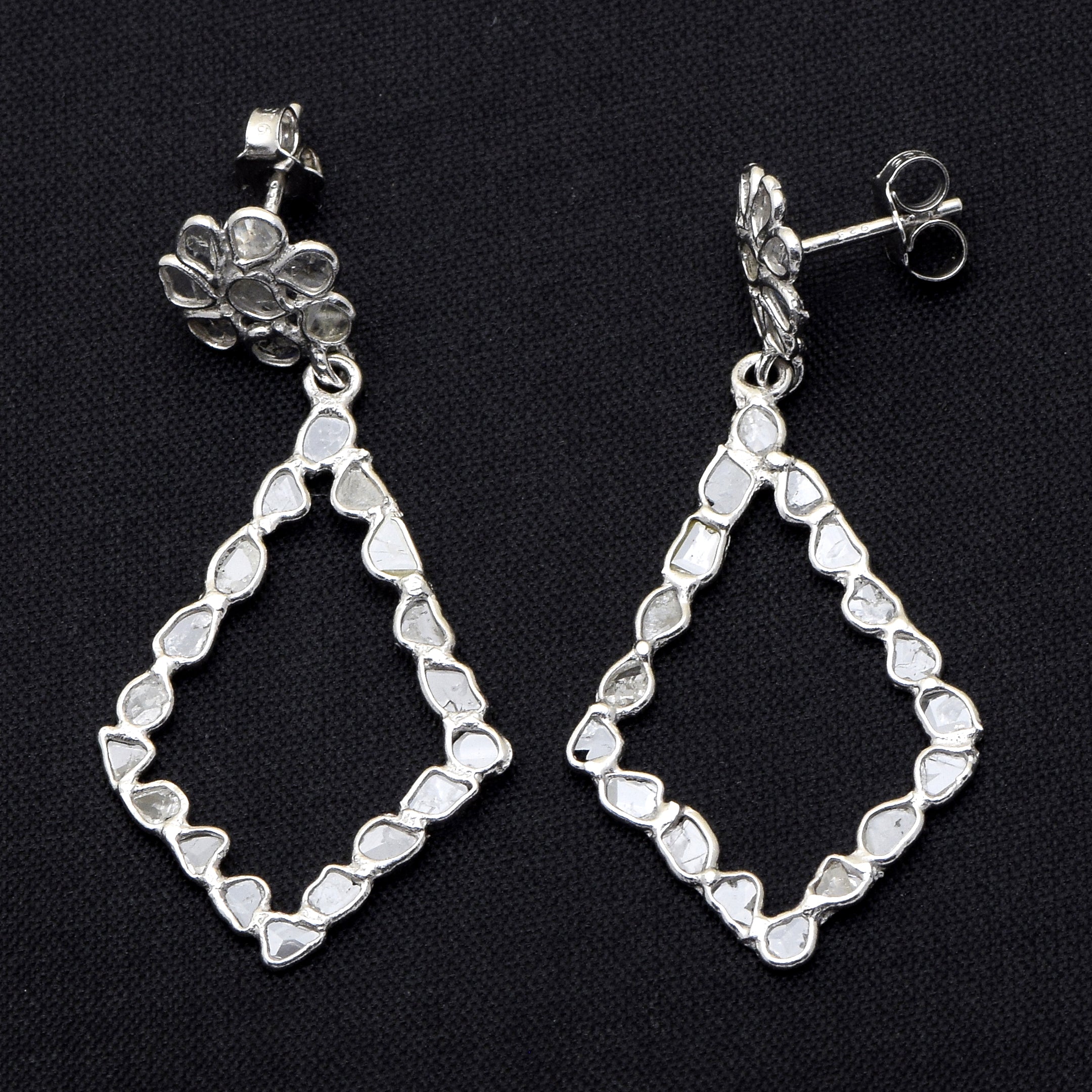 2.60 CTW Diamond Polki Dangle Earrings