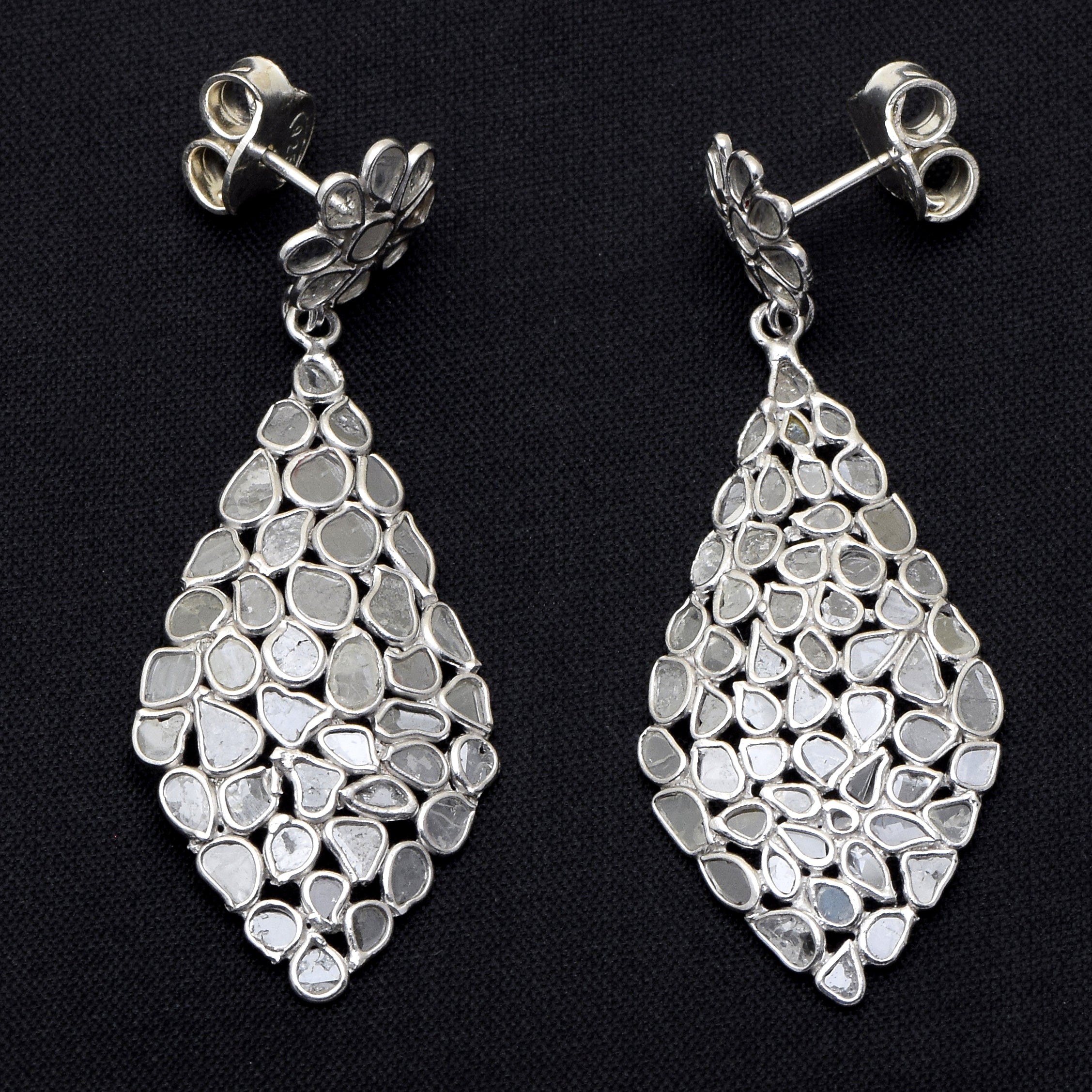 3.50 CTW Diamond Polki Dangle Earrings