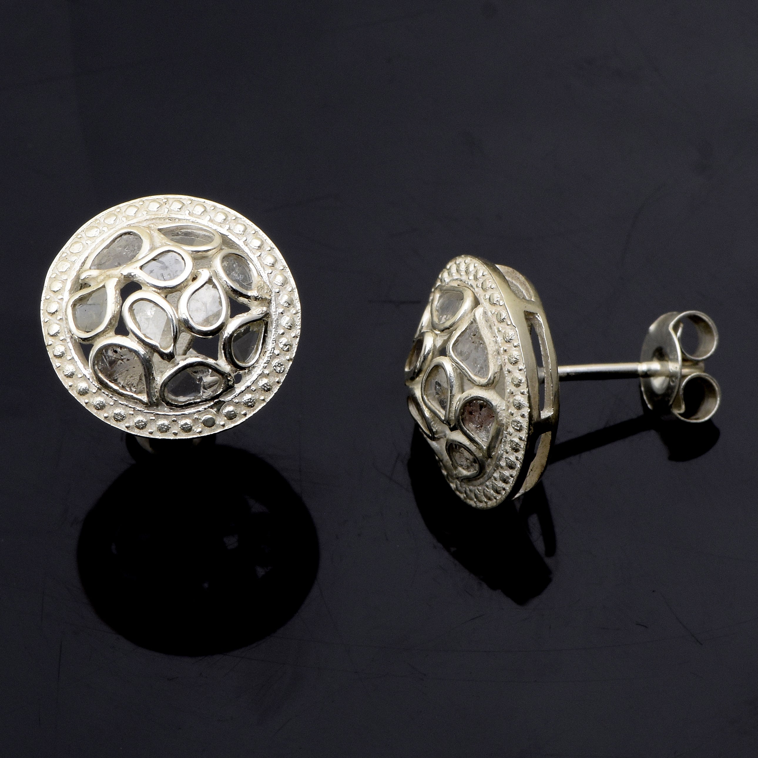 0.70 CTW Diamond Polki Round Studs