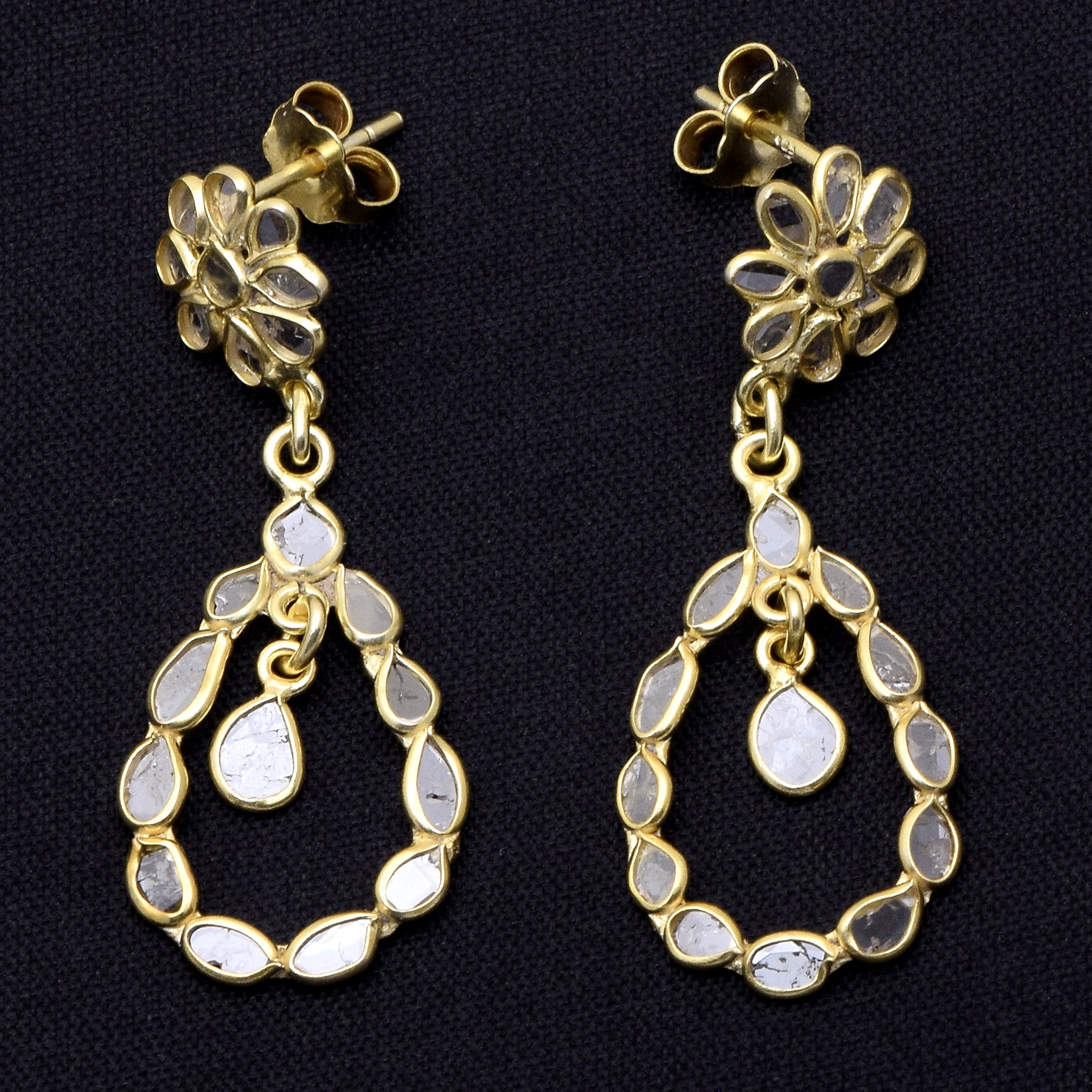 2.70 CTW Diamond Polki Dangle Earrings