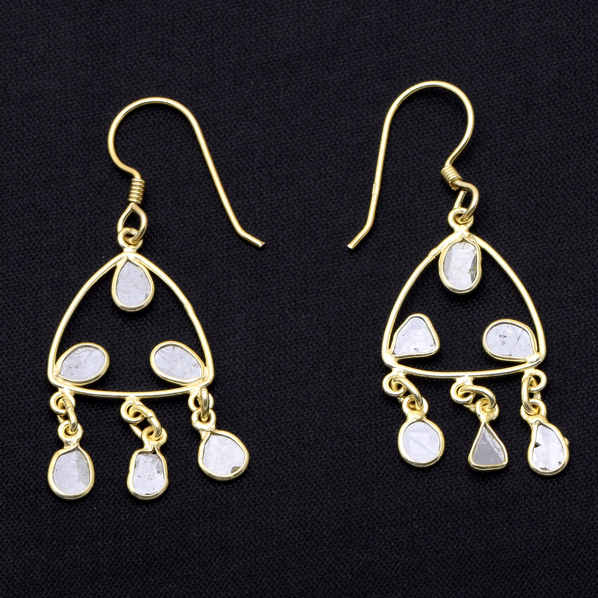 1.50 CTW Diamond Polki Dangle Earrings