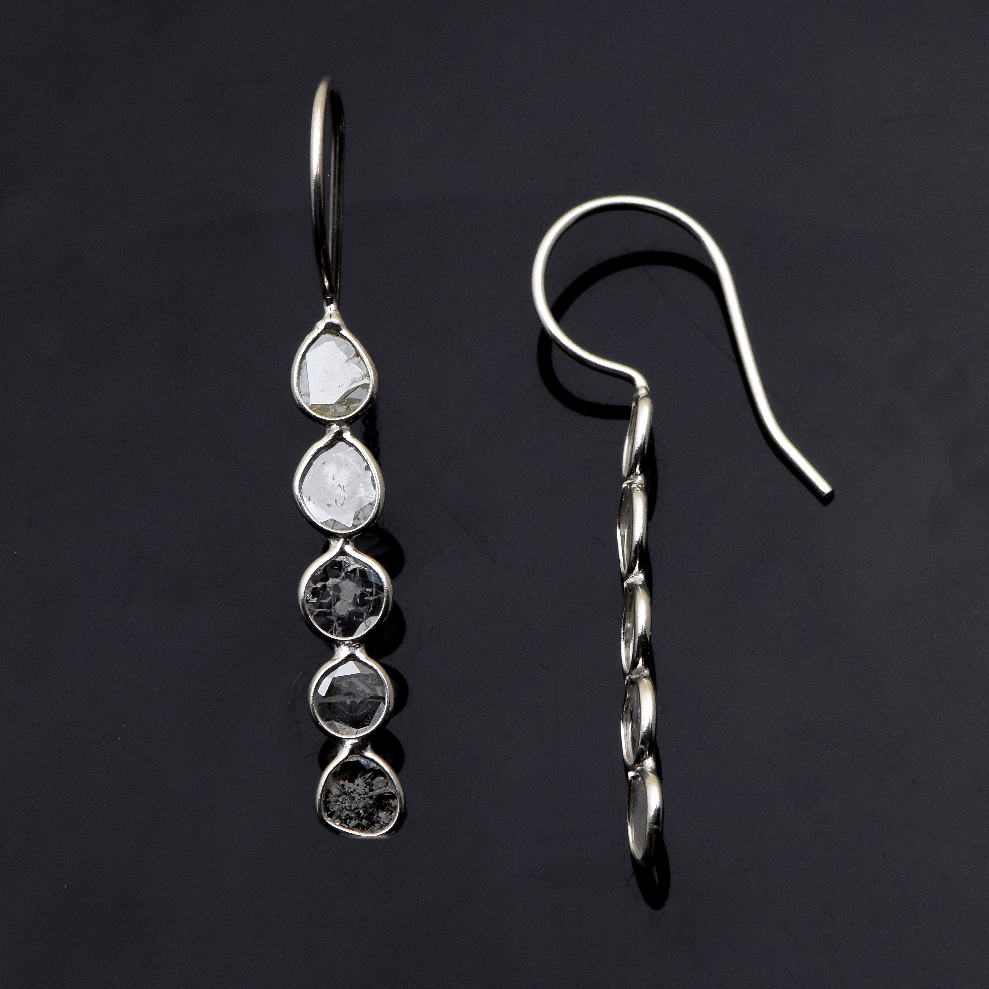 2 CTW Diamond Polki Long Dangle Earrings