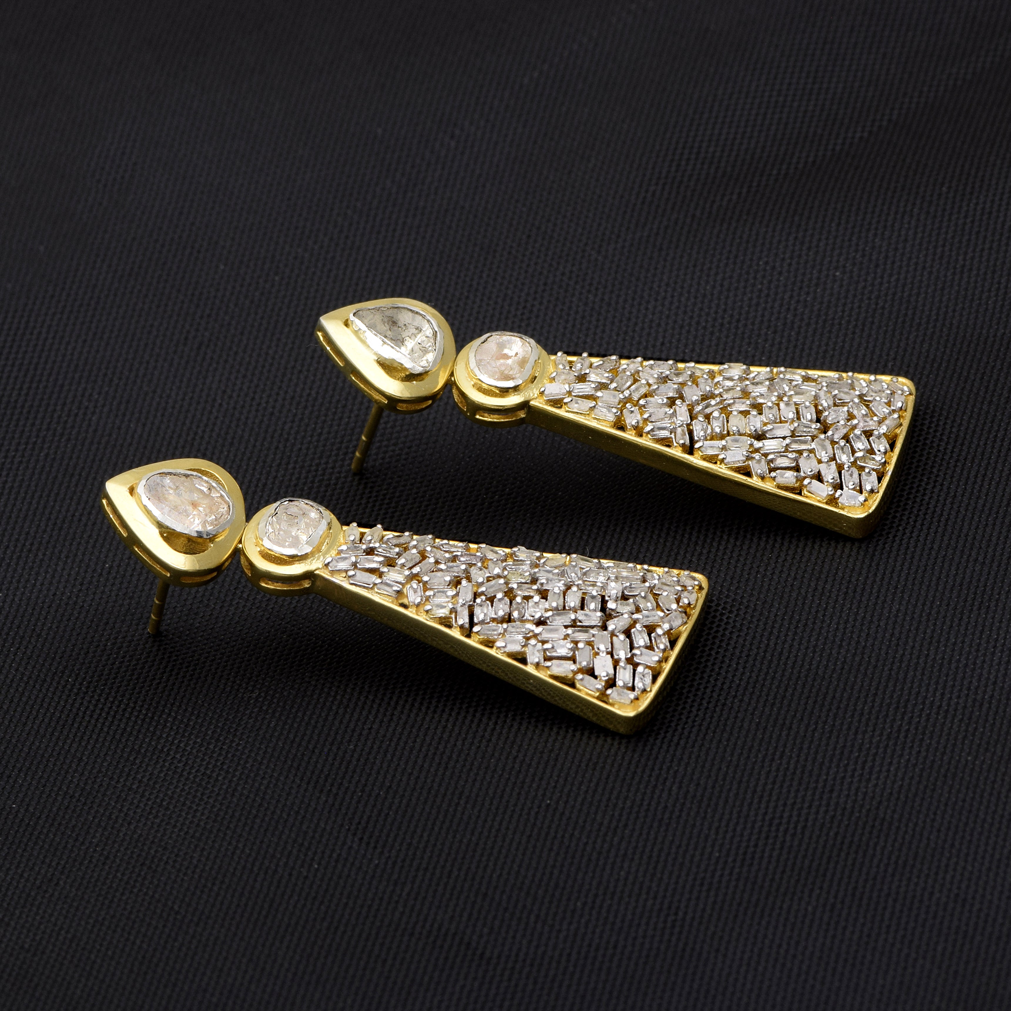 2 CTW Diamond Polki Designer Dangle