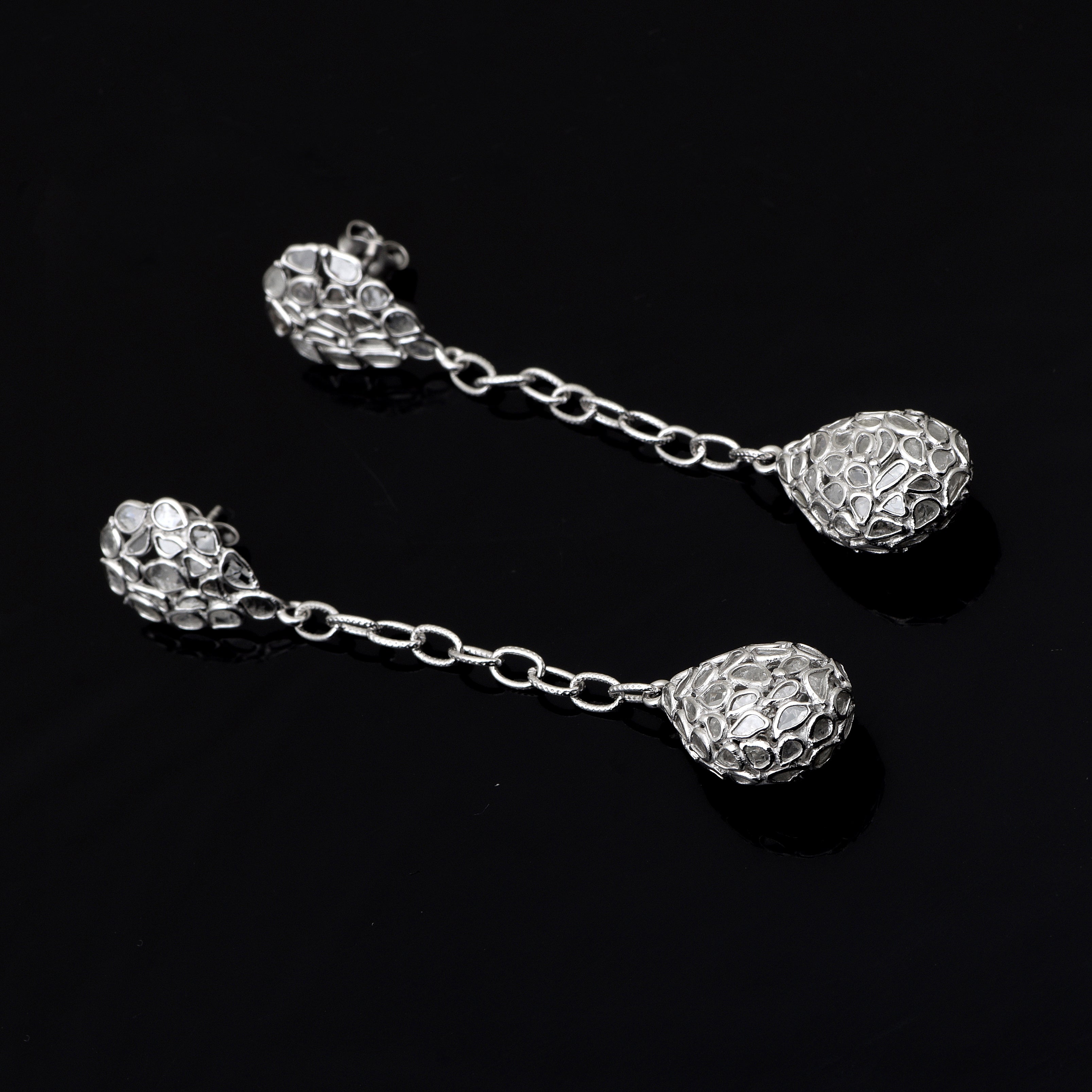 4.50 CTW Diamond Polki Dangle Earrings