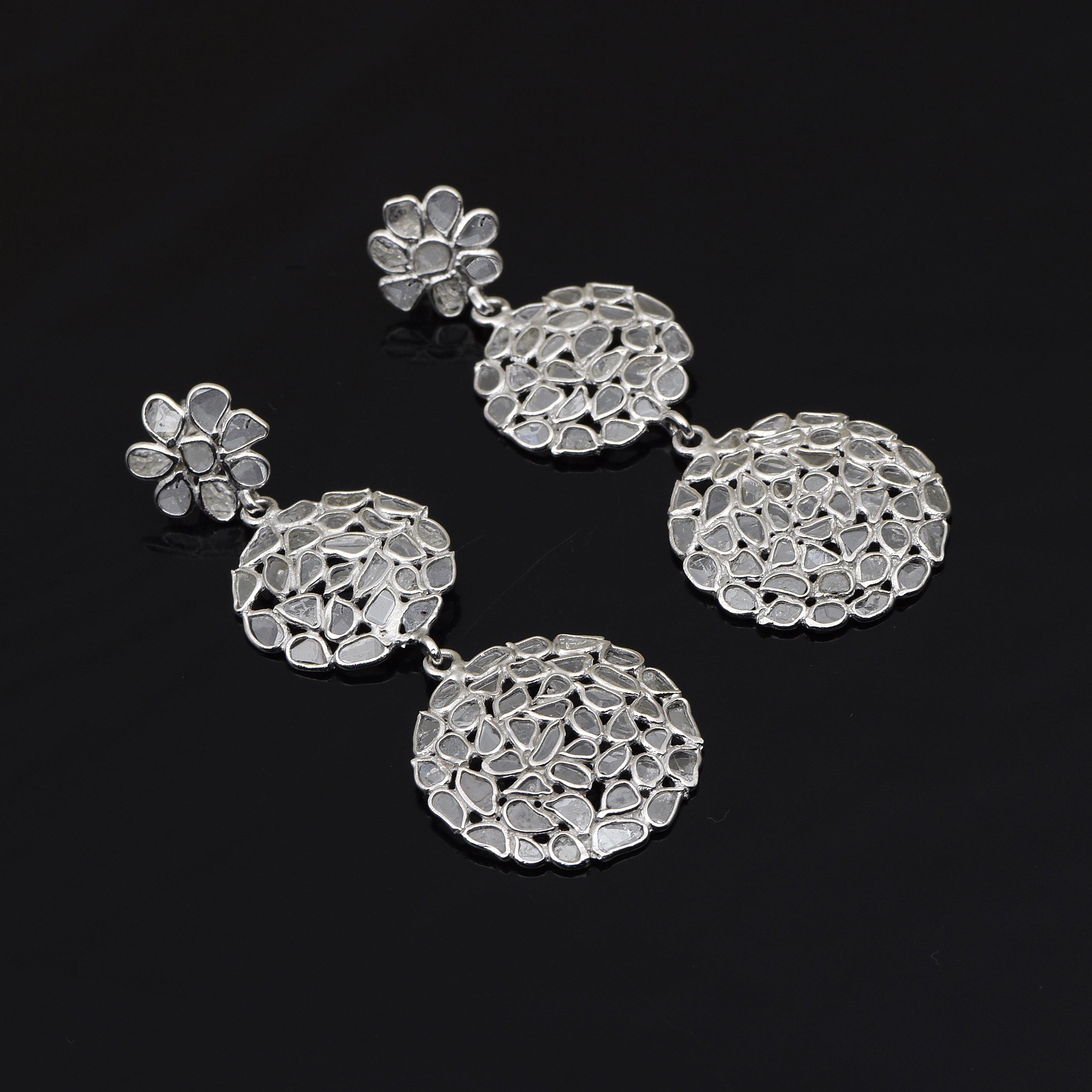 4.25 CTW Diamond Polki Geometric Dangle Earrings