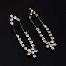 Load image into Gallery viewer, 6 CTW Diamond Polki Long Dangle Chain Earrings
