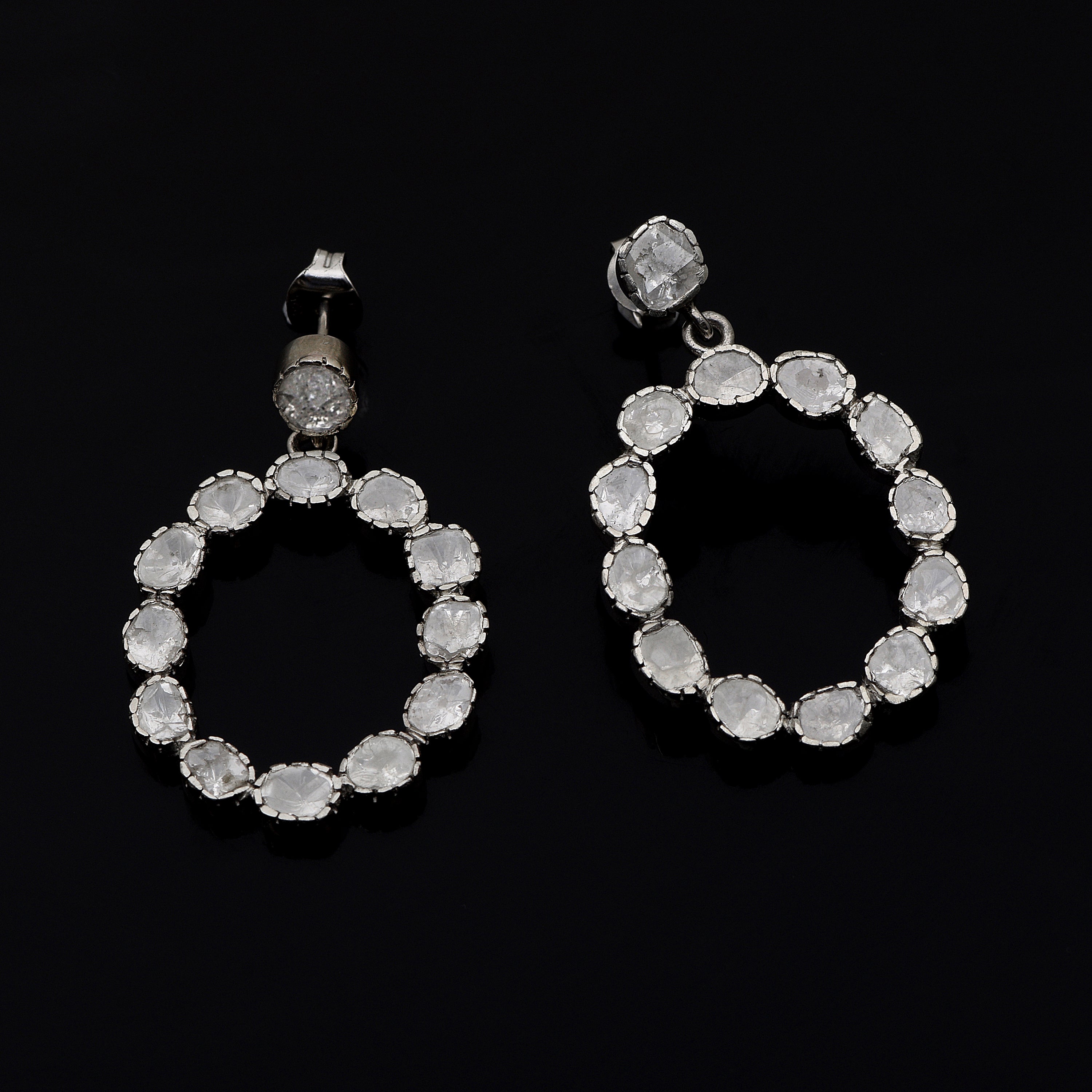 2.60 CTW Diamond Polki Oval Dangle Earrings