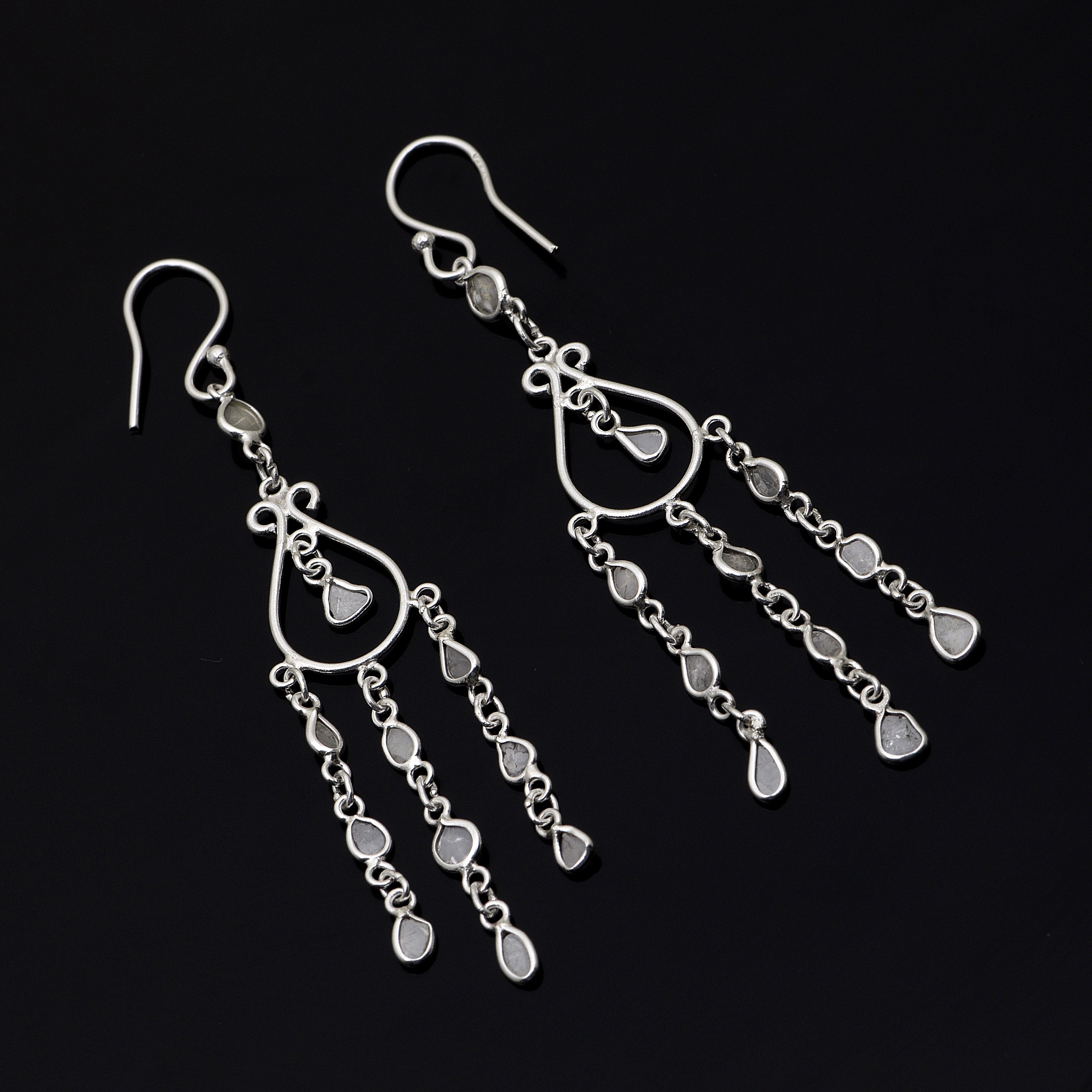 1 CTW Diamond Polki Dangle Earrings