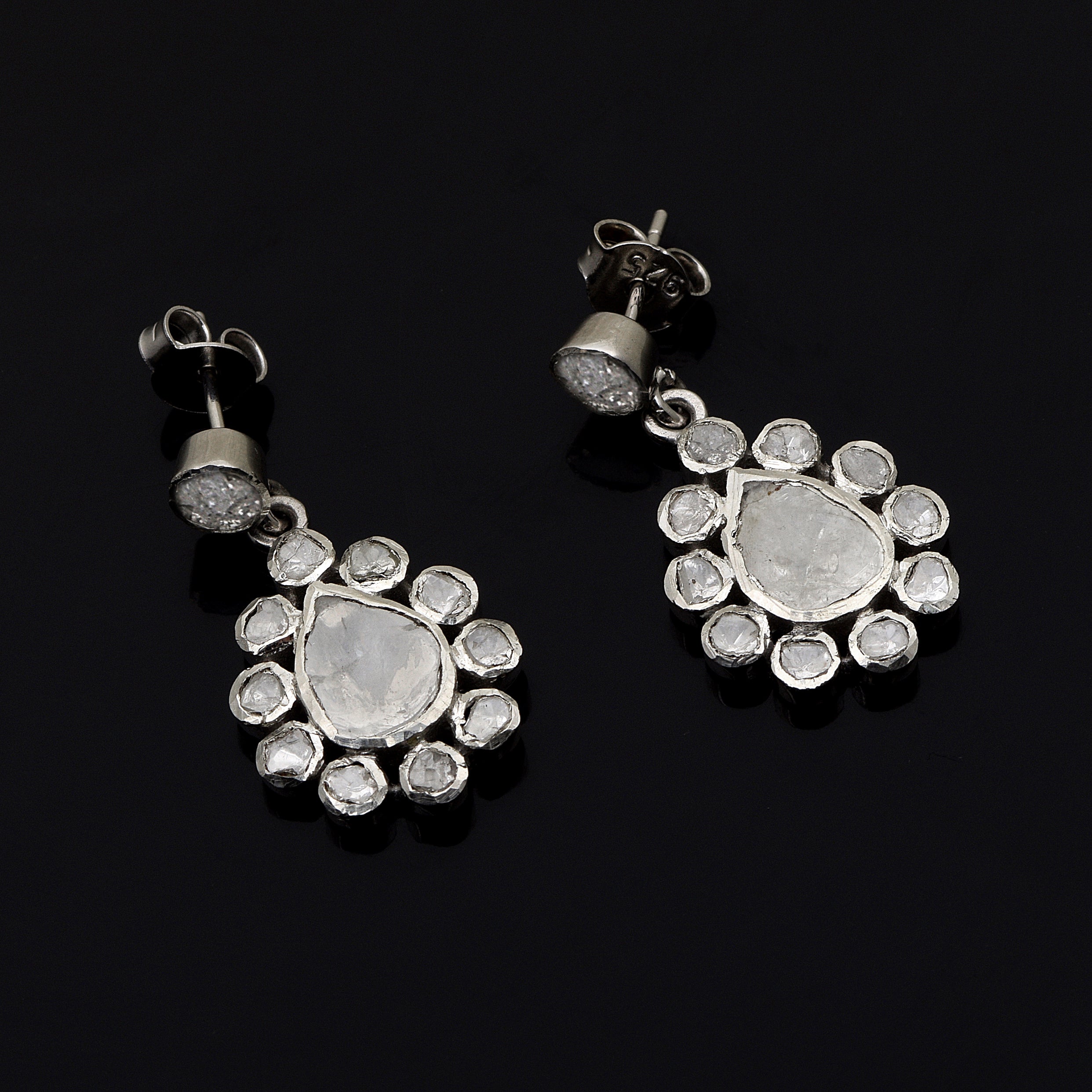 2.90 CTW Diamond Polki Dangle Earrings