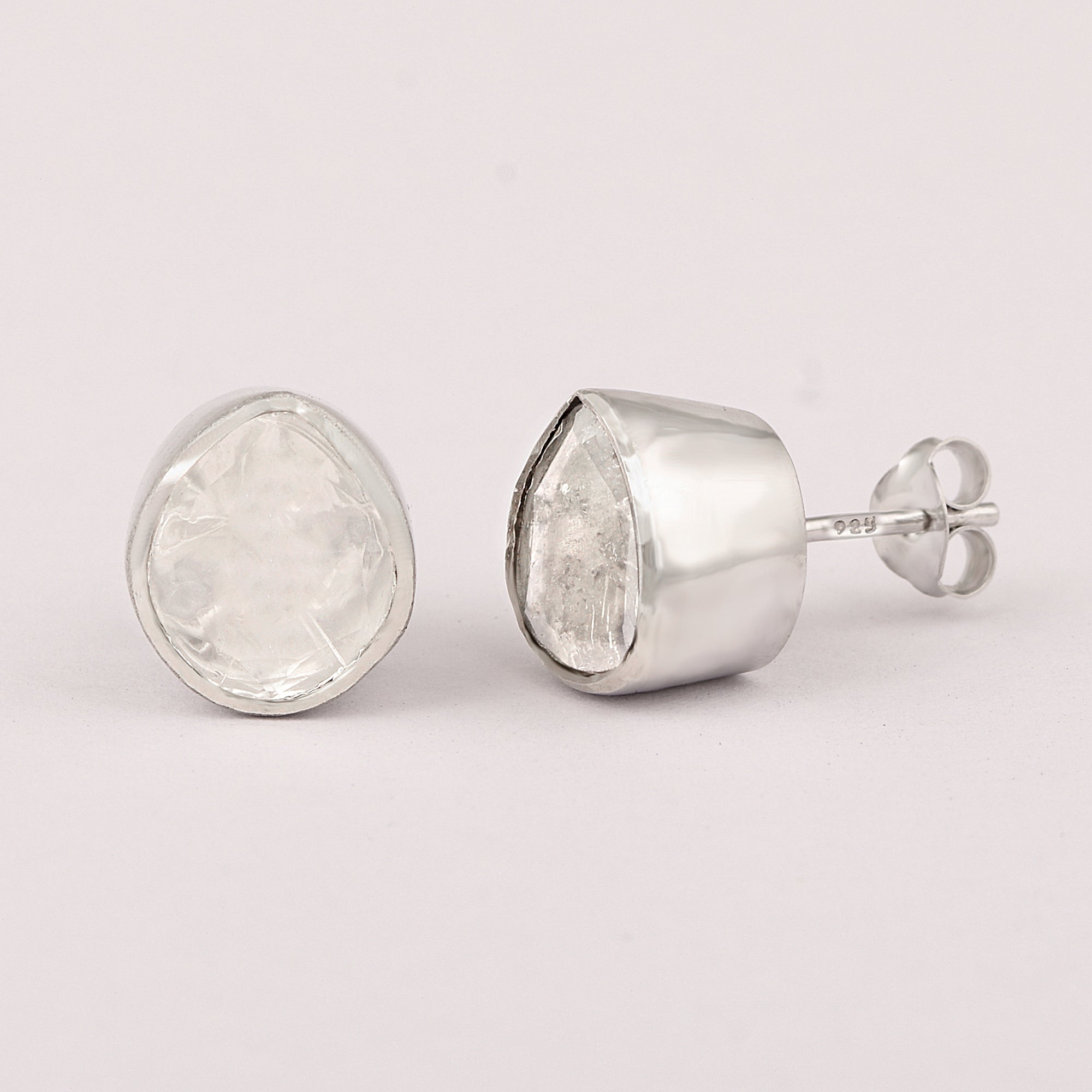 2 CTW Diamond Polki Solitaire Stud Earrings