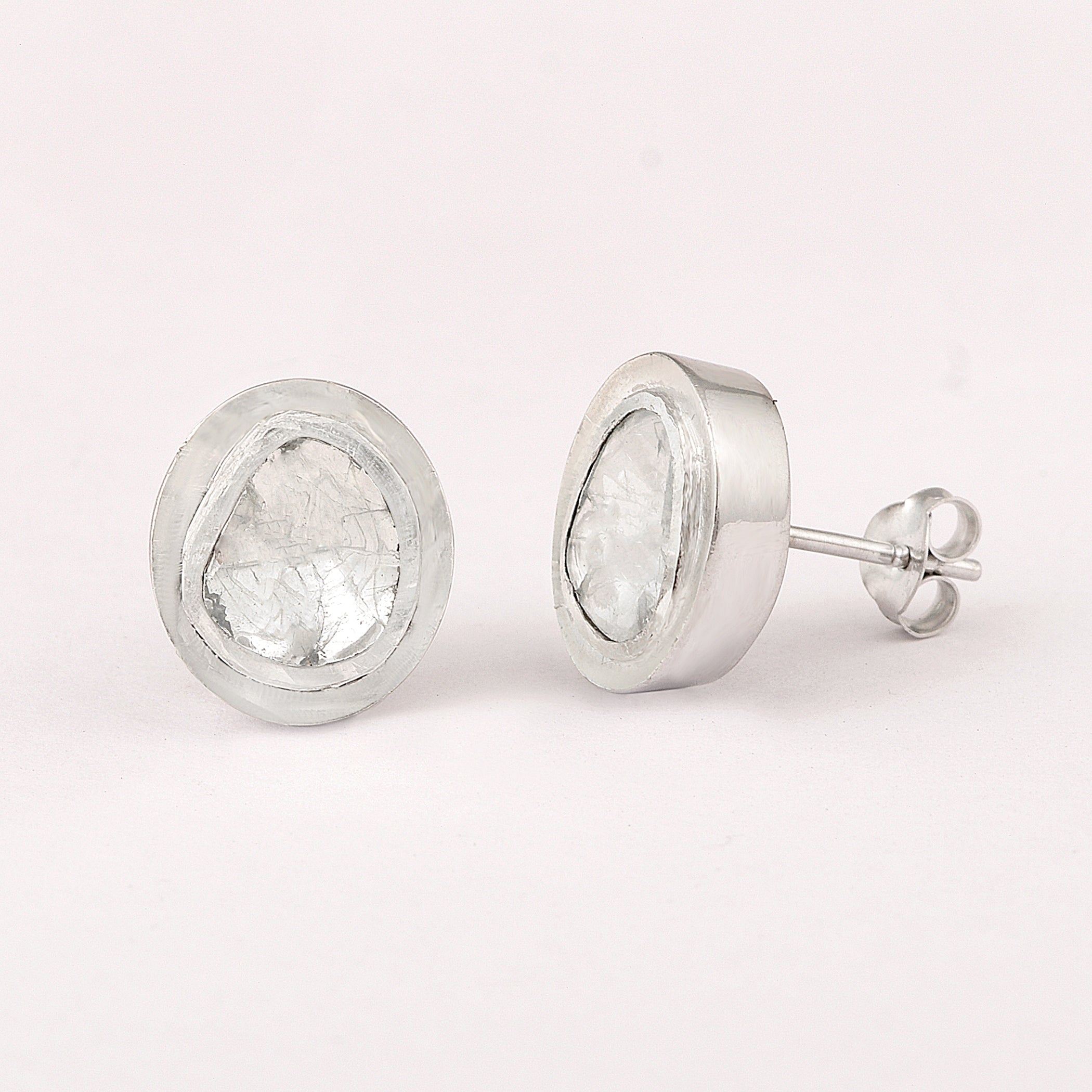 2 CTW Diamond Polki Solitaire Stud Earrings