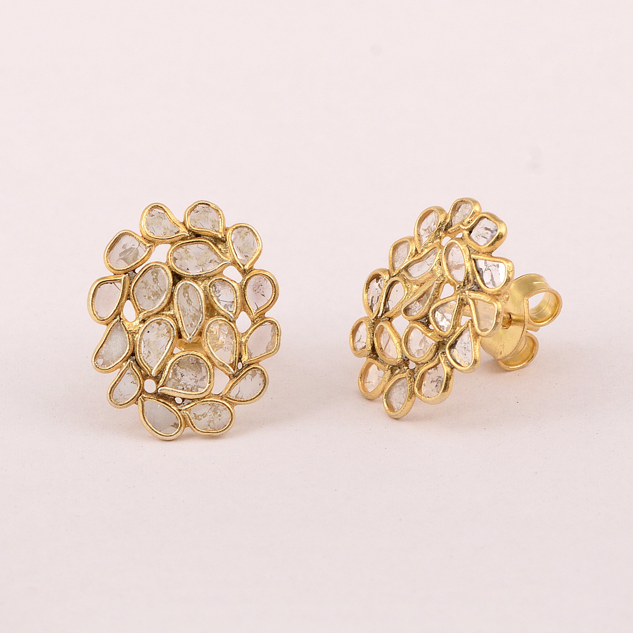 2 CTW Diamond Polki Cluster Studs