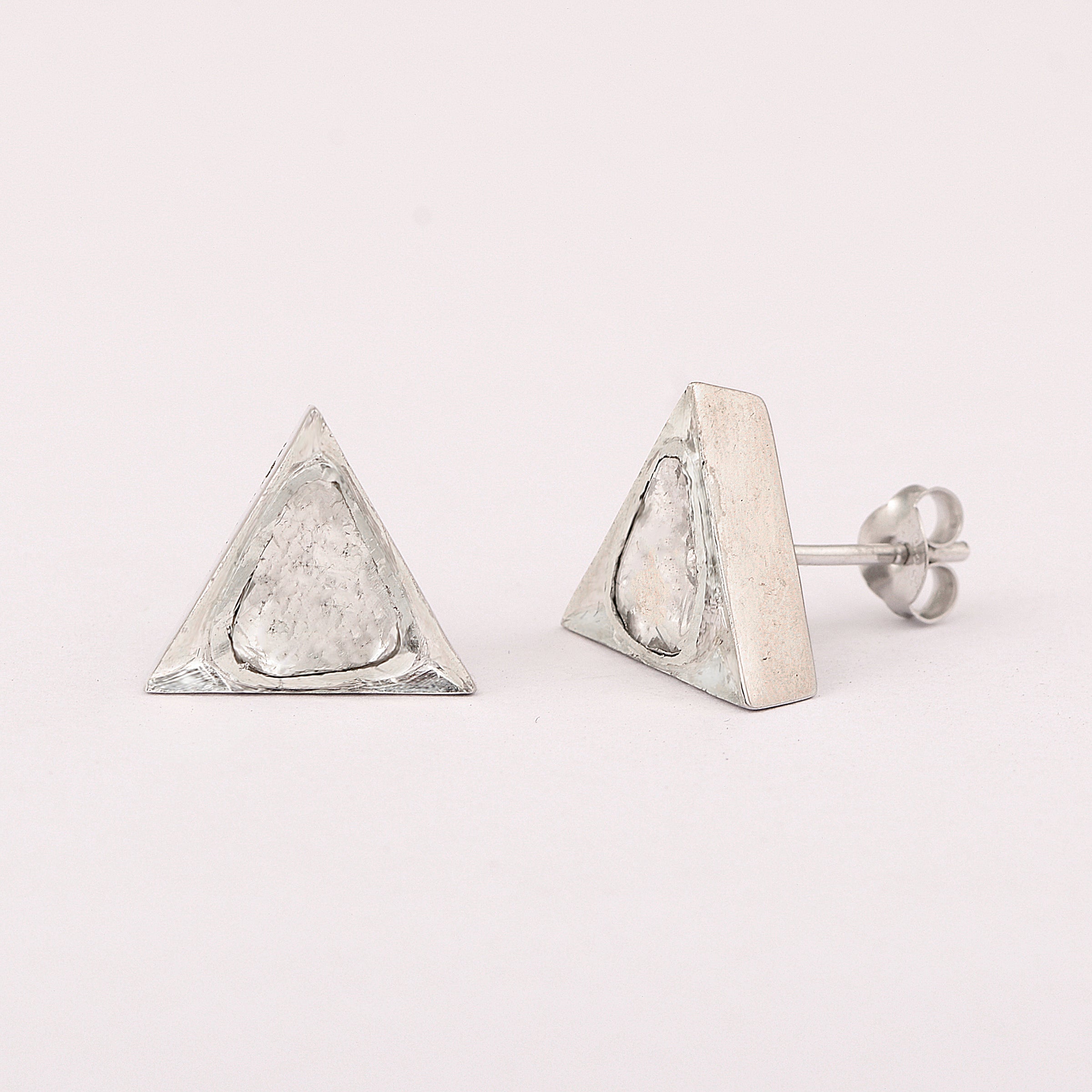 1.20 CTW Diamond Polki Triangular Stud Earrings